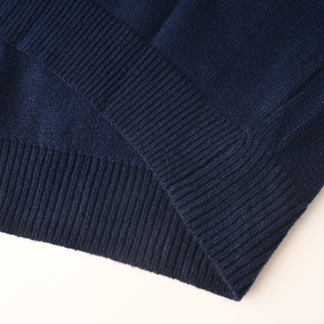 Relaxed V-Neck Cardigan Navy Blue