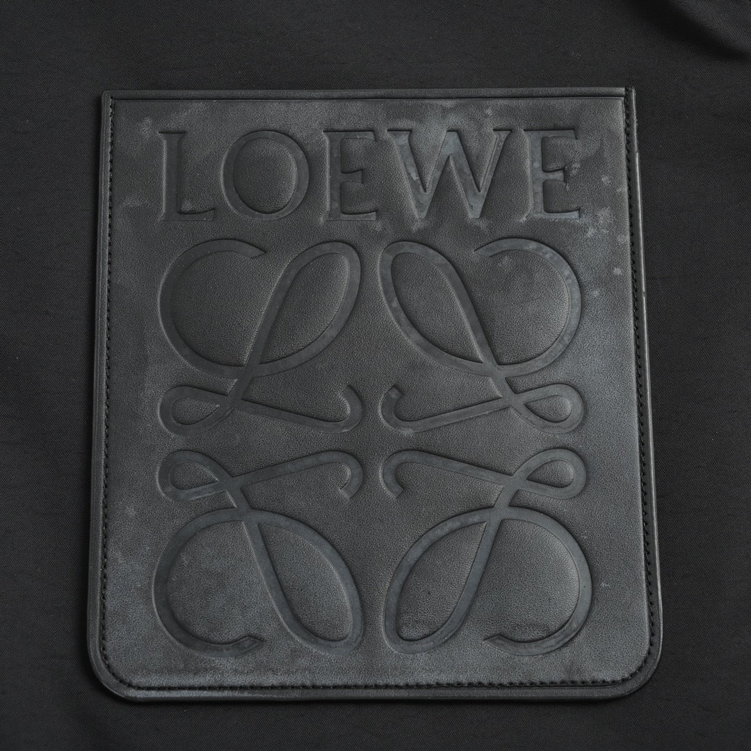 Anagram Leather-Pocket Hooded Parka Black