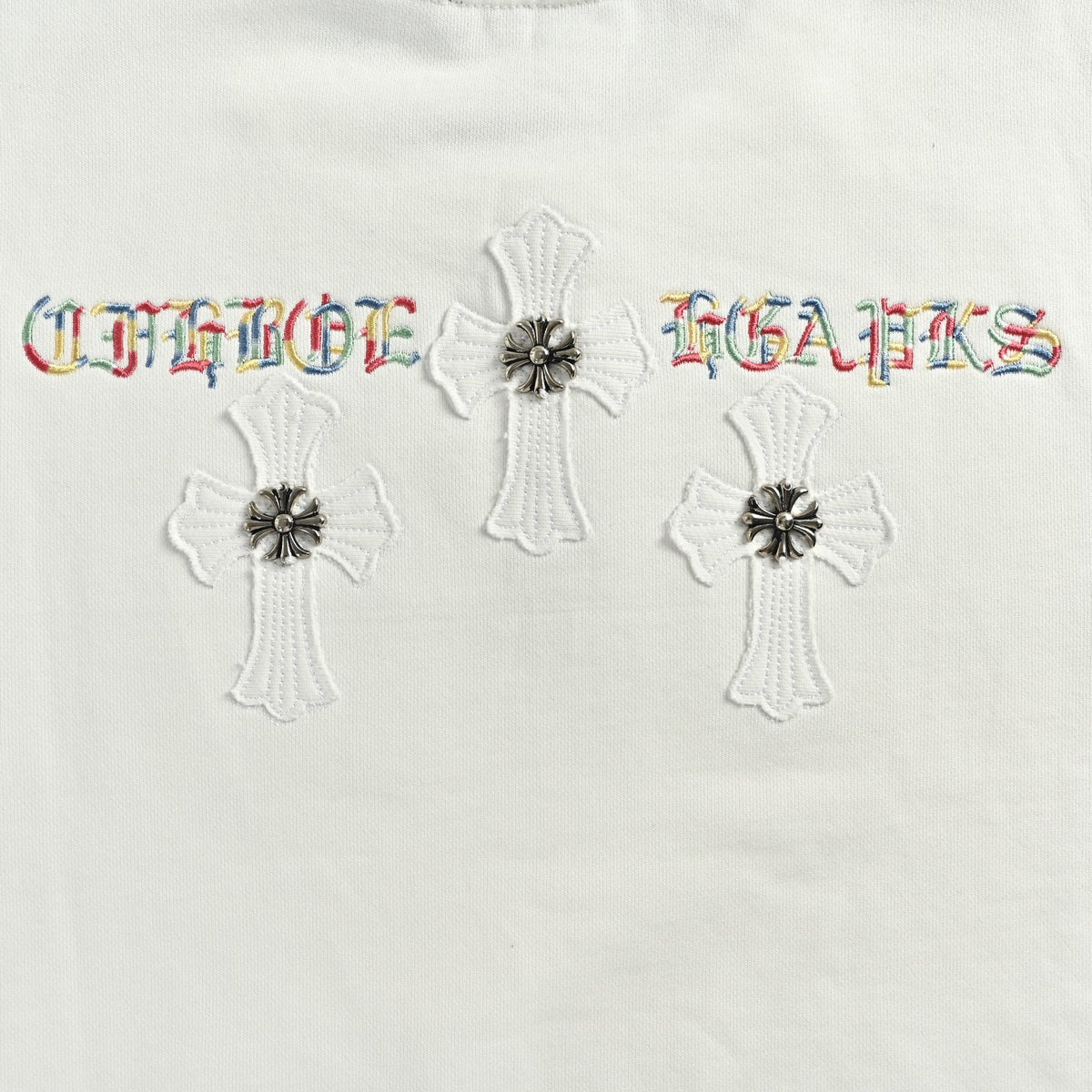 Multicolor Neck Logo Crewneck Sweatshirt White