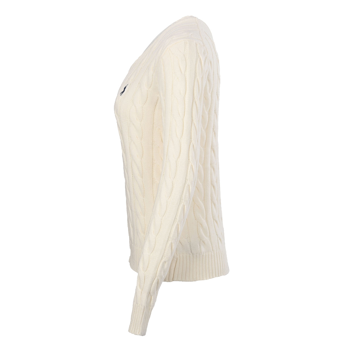 Cable-Knit V-Neck Sweater Cream