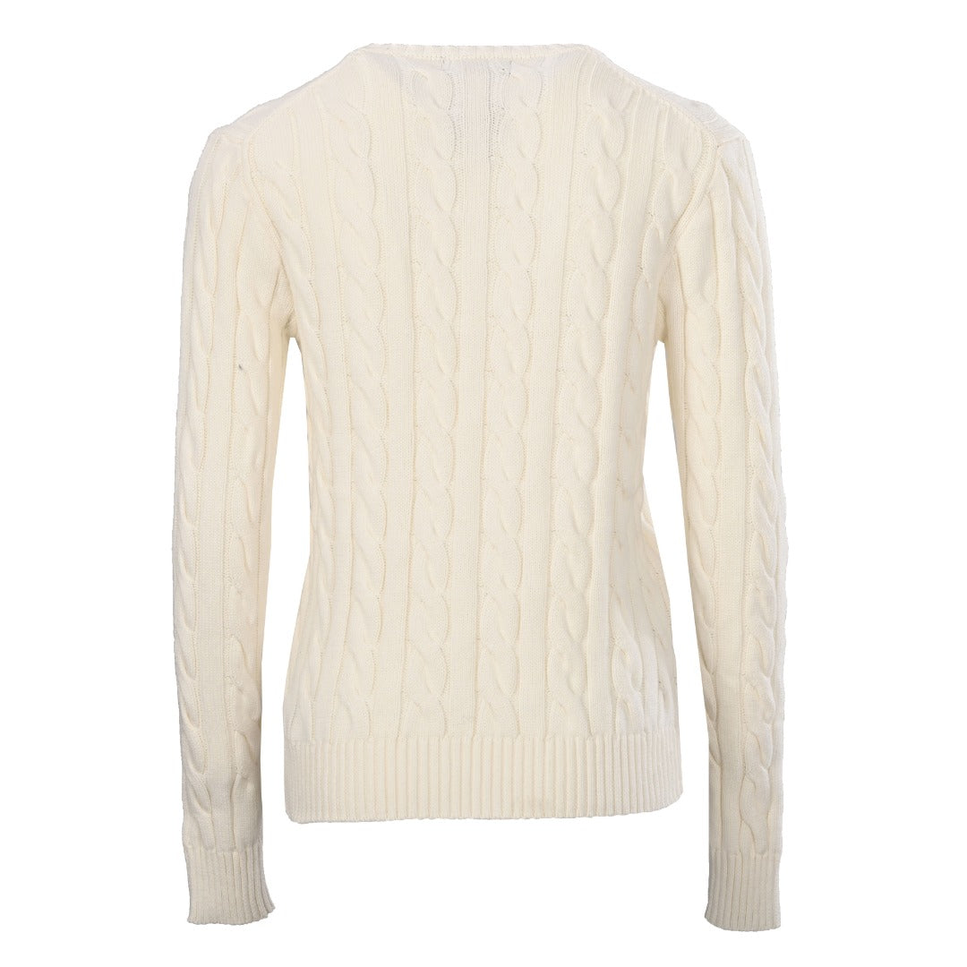Cable-Knit V-Neck Sweater Cream