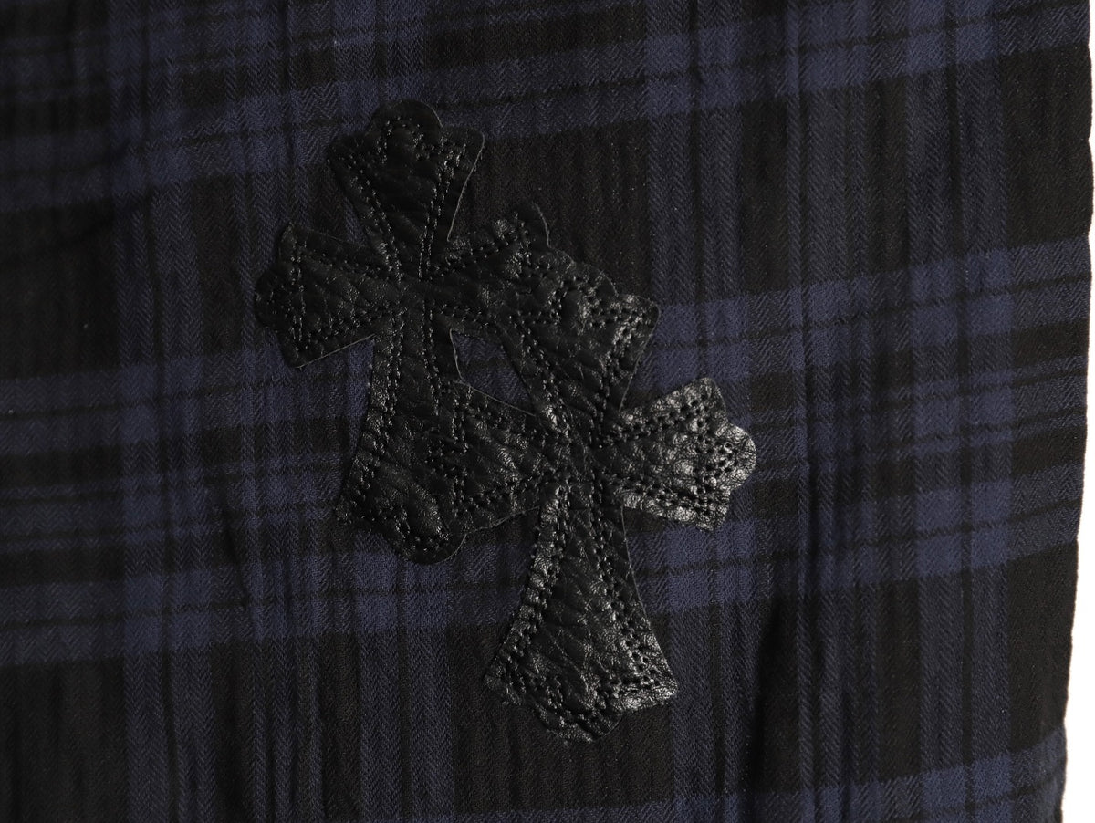 Plaid Cross Patch Wide-Leg Pants Blue & Black