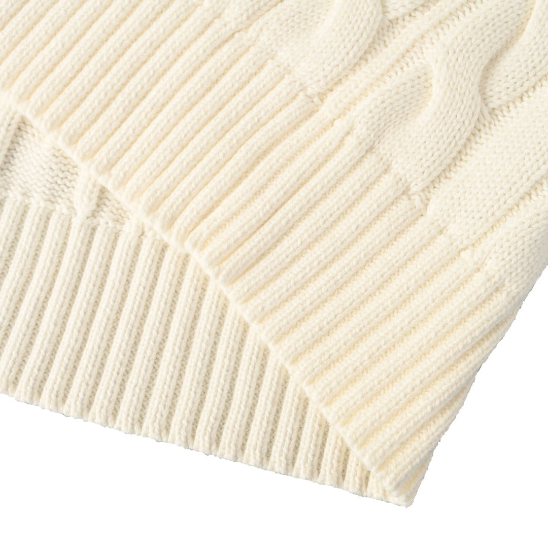 Cable-Knit V-Neck Sweater Cream