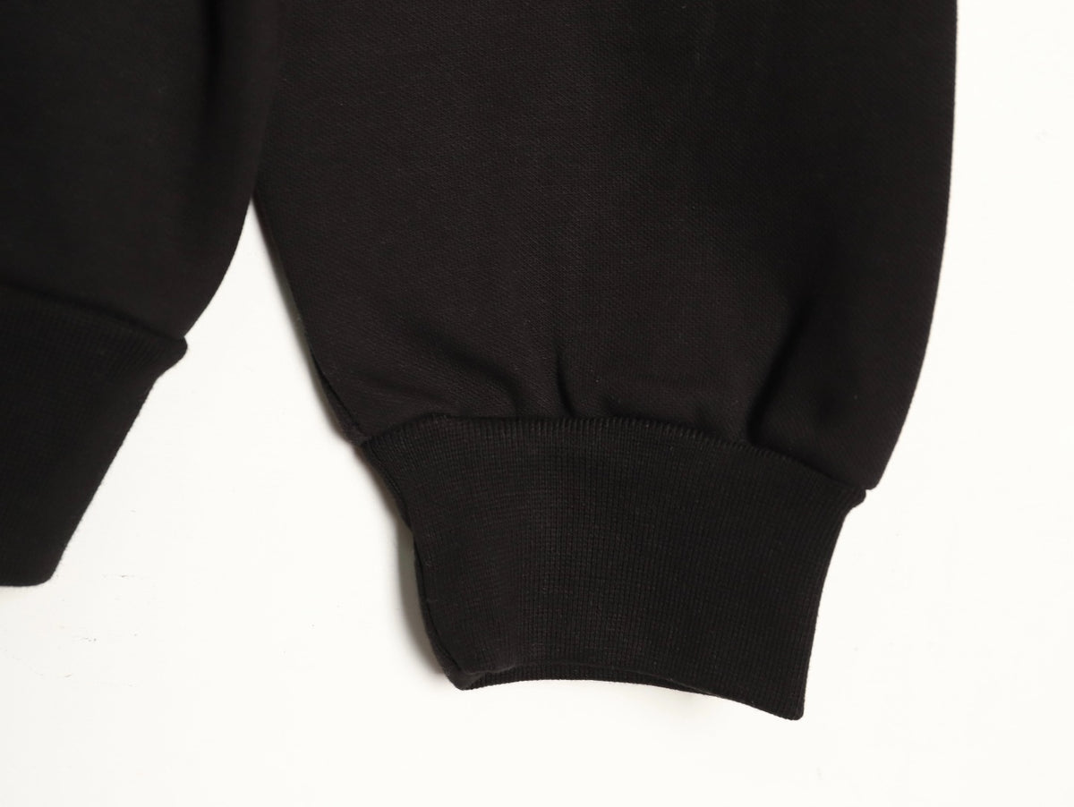 Anagram Piped Zip-Up Hoodie Black