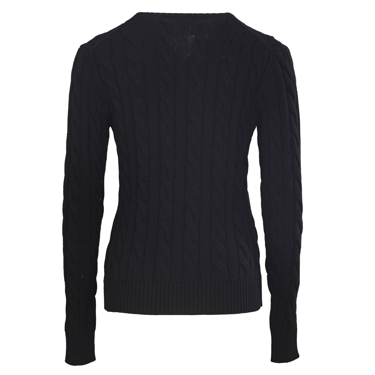 Cable-Knit V-Neck Sweater Black