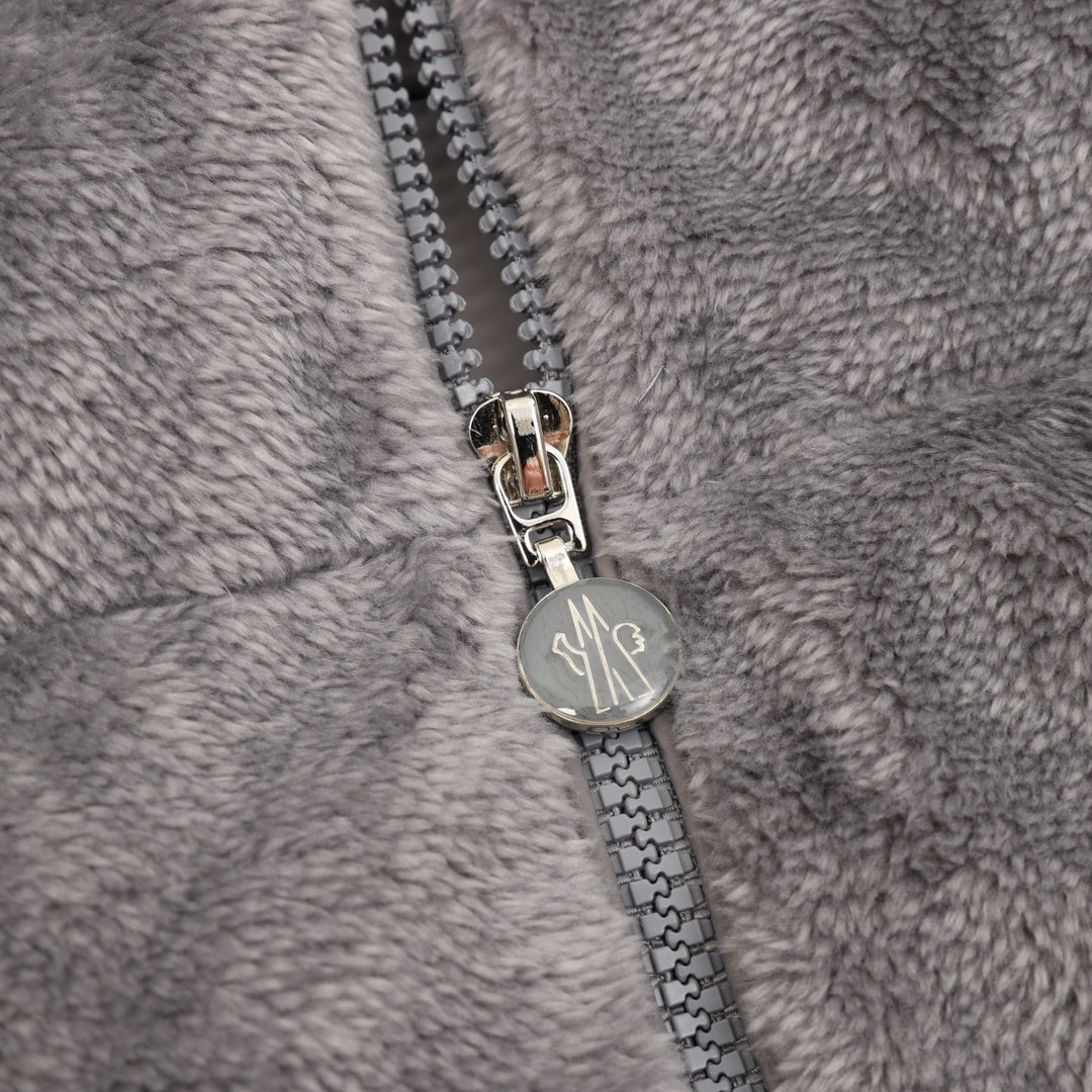 Padded Wool Teddy Cardigan Grey