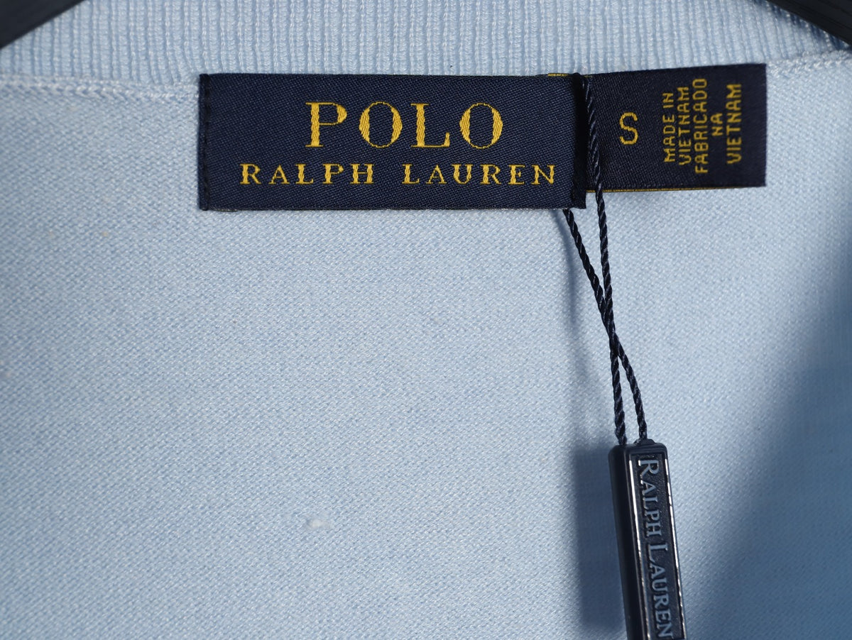 Stretch Cotton-Blend Crewneck Cardigan Light Blue