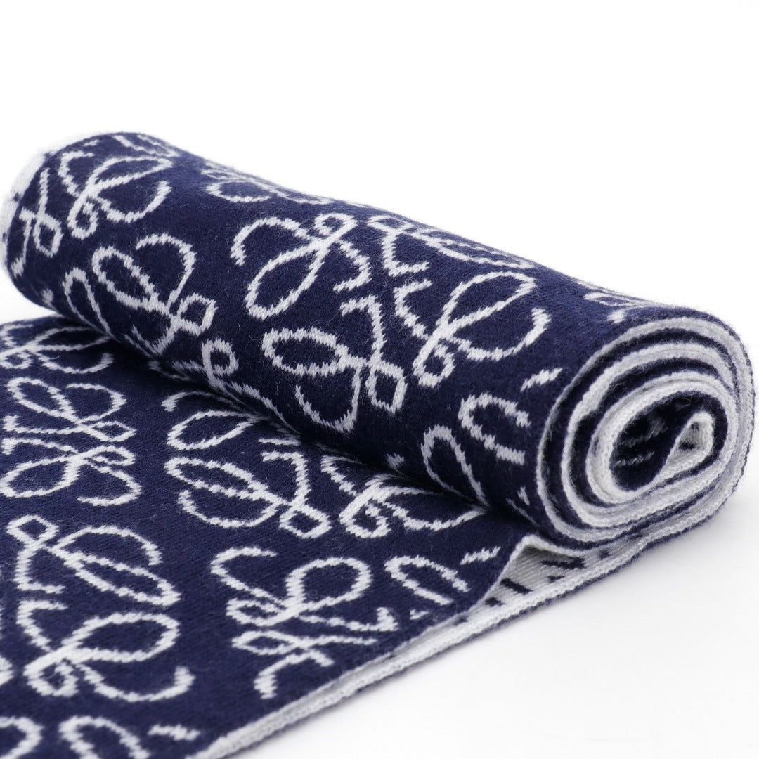 Anagram Jacquard Knit Navy White