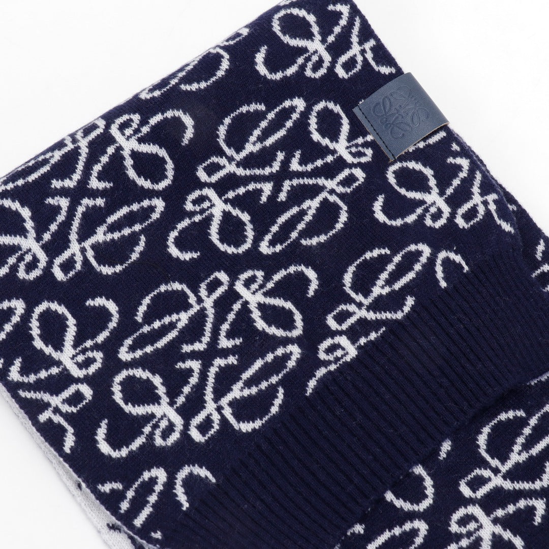 Anagram Jacquard Knit Navy White