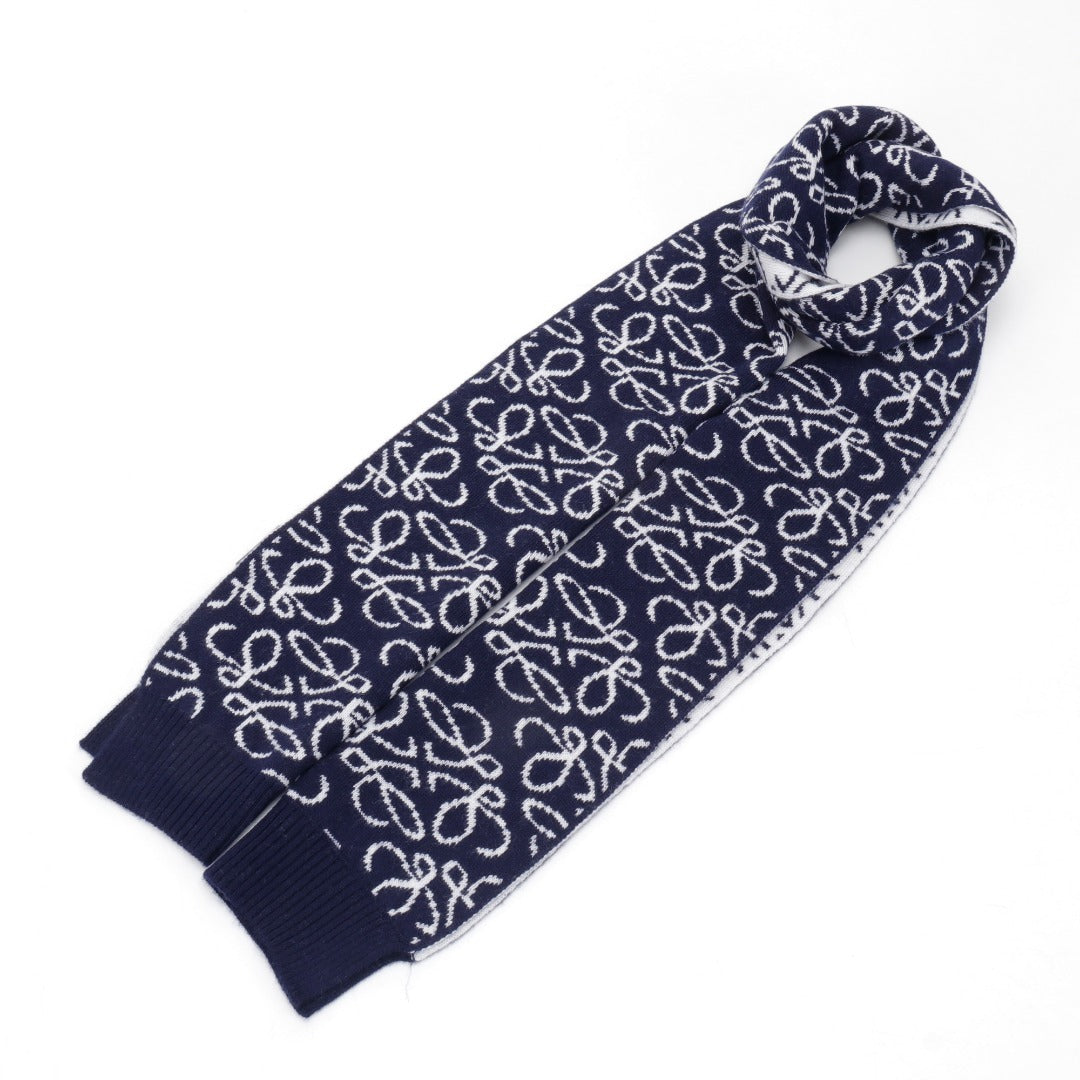 Anagram Jacquard Knit Navy White