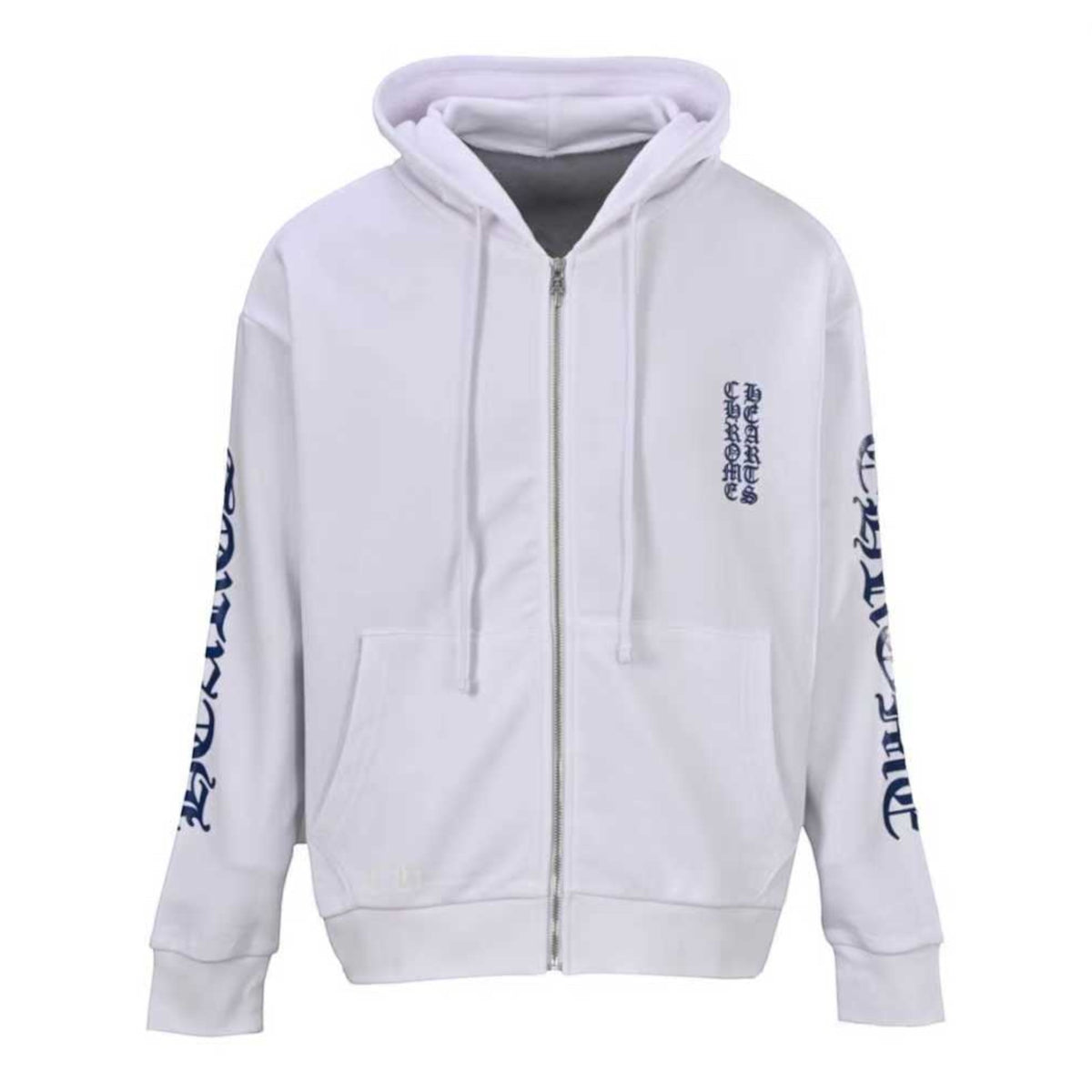Vertical Logo Zip-Up Hoodie White & Blue