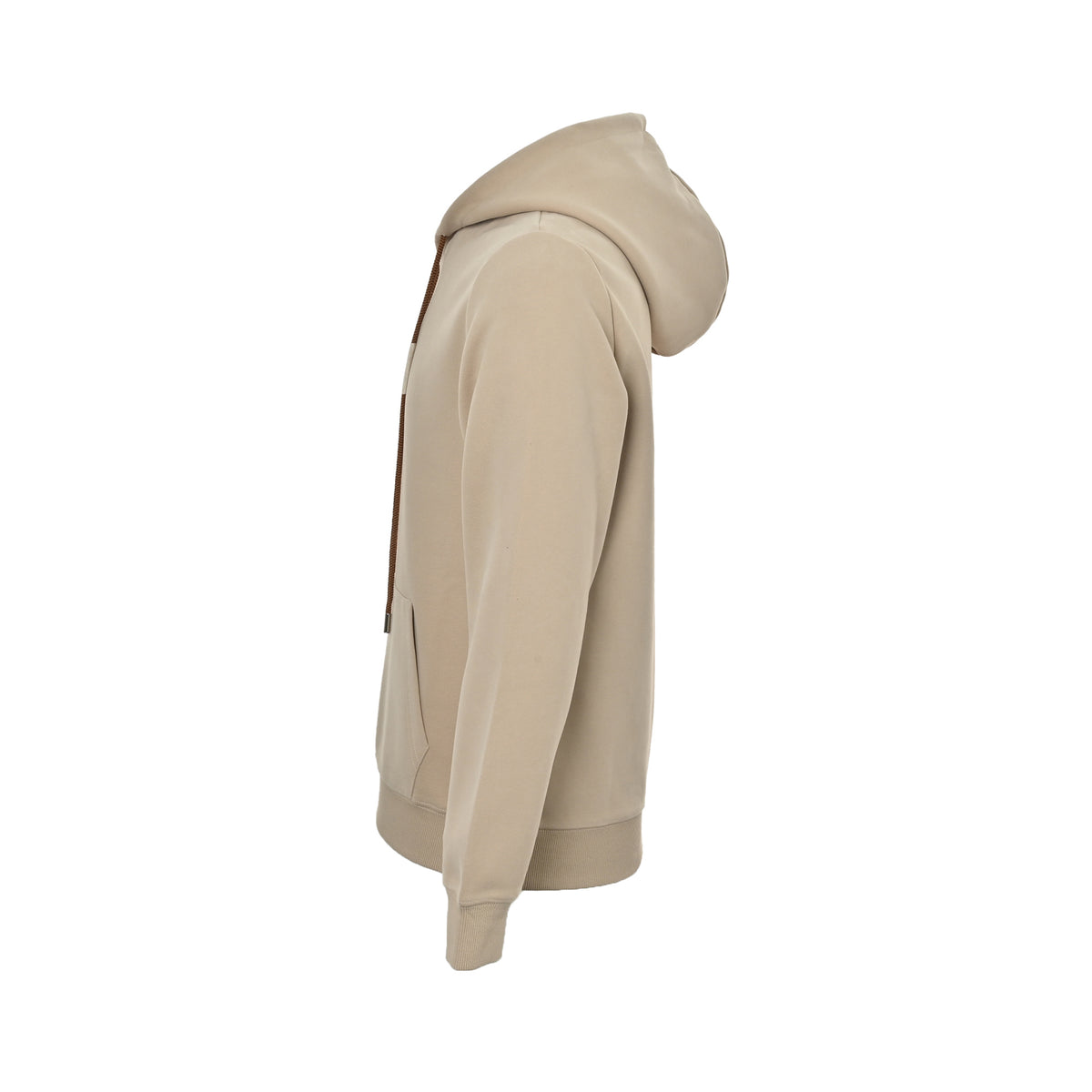 Anagram Contrast-Placket Hoodie Beige Brown