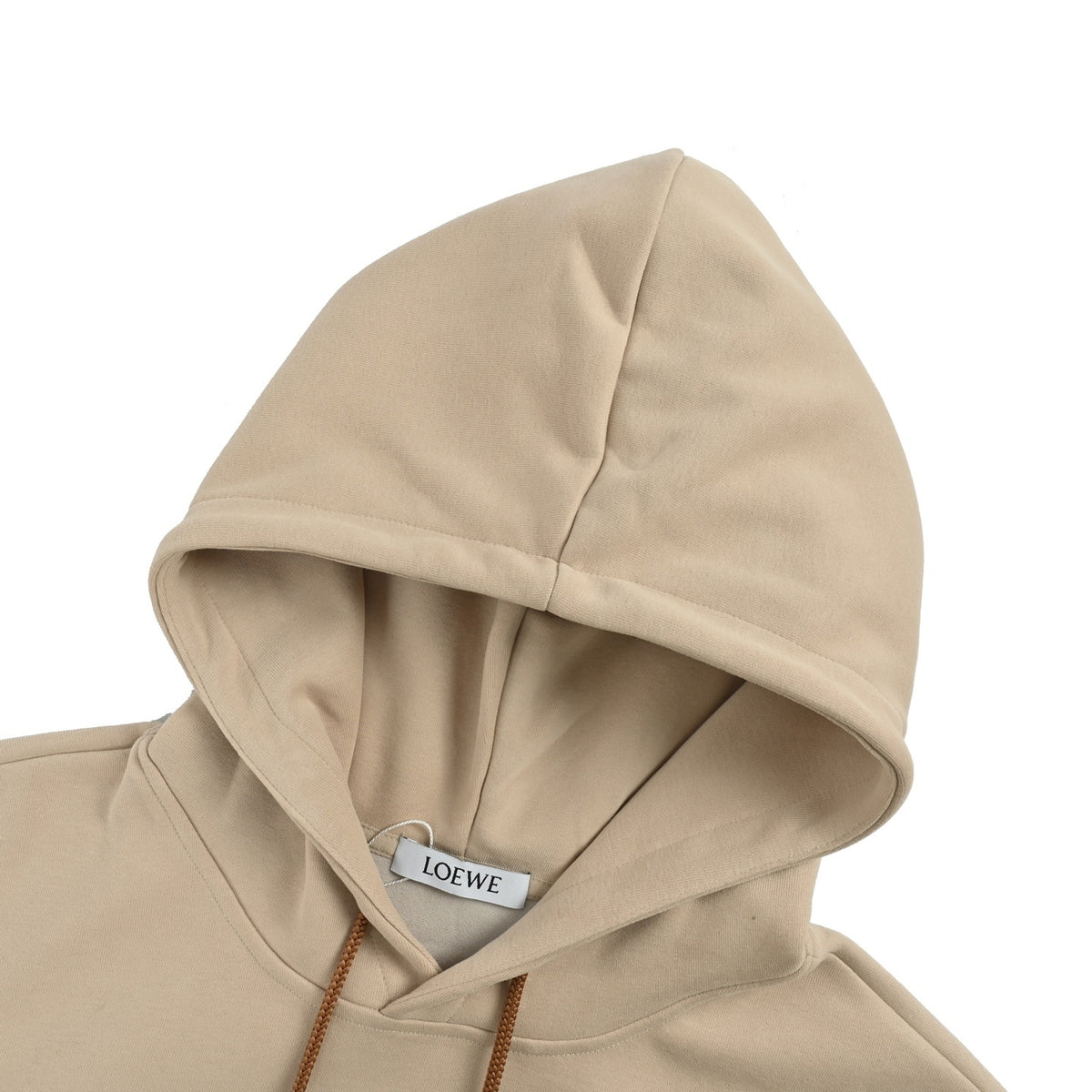 Anagram Contrast-Placket Hoodie Beige Brown