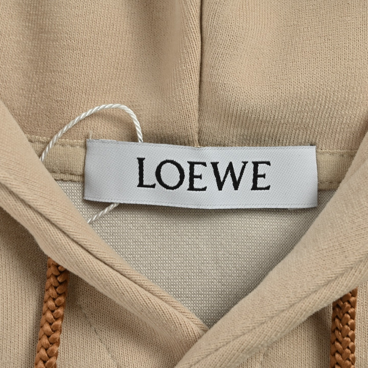 Anagram Contrast-Placket Hoodie Beige Brown