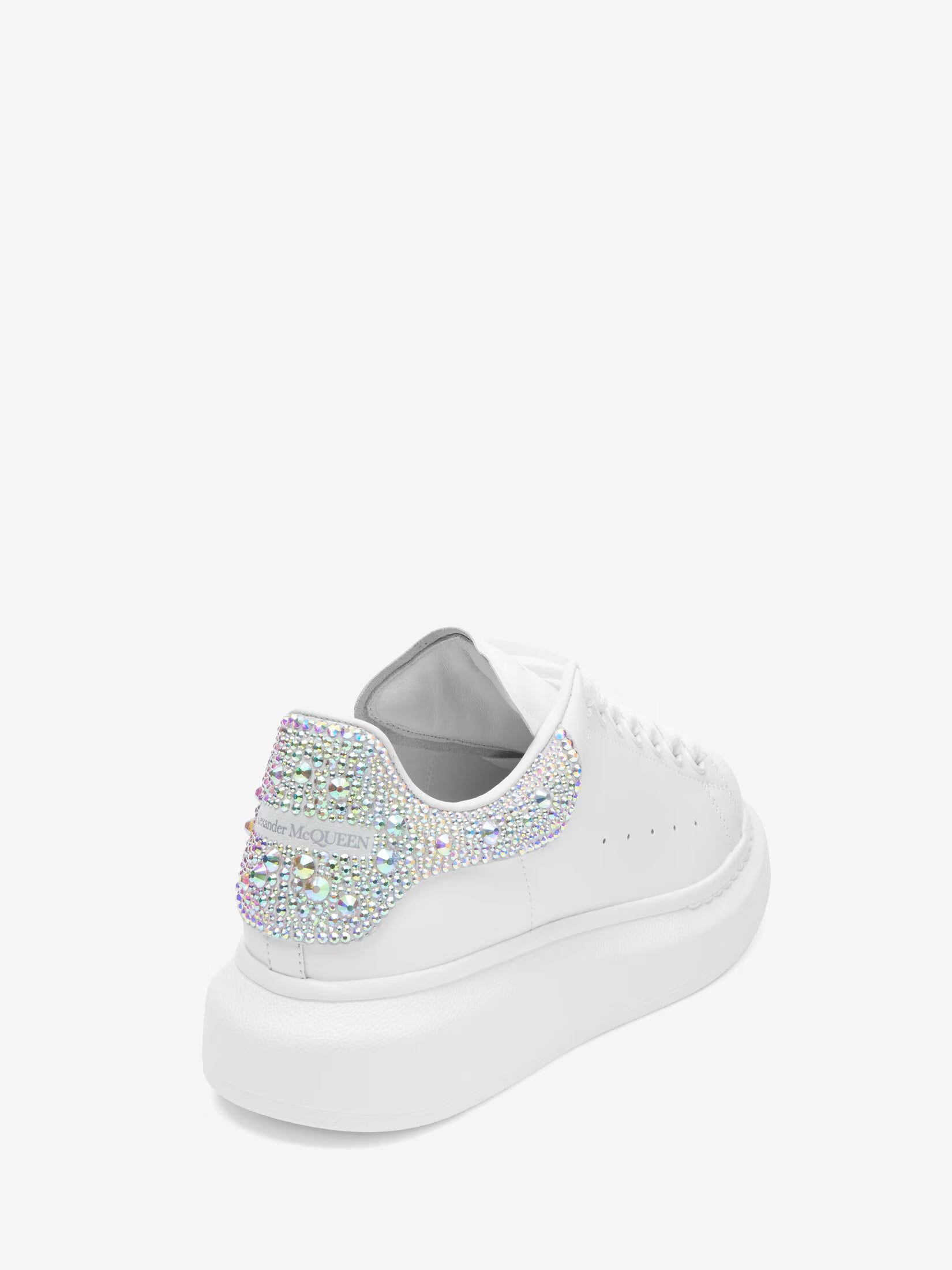 Alexander McQueen Oversized Sneaker in White Silver Crystals