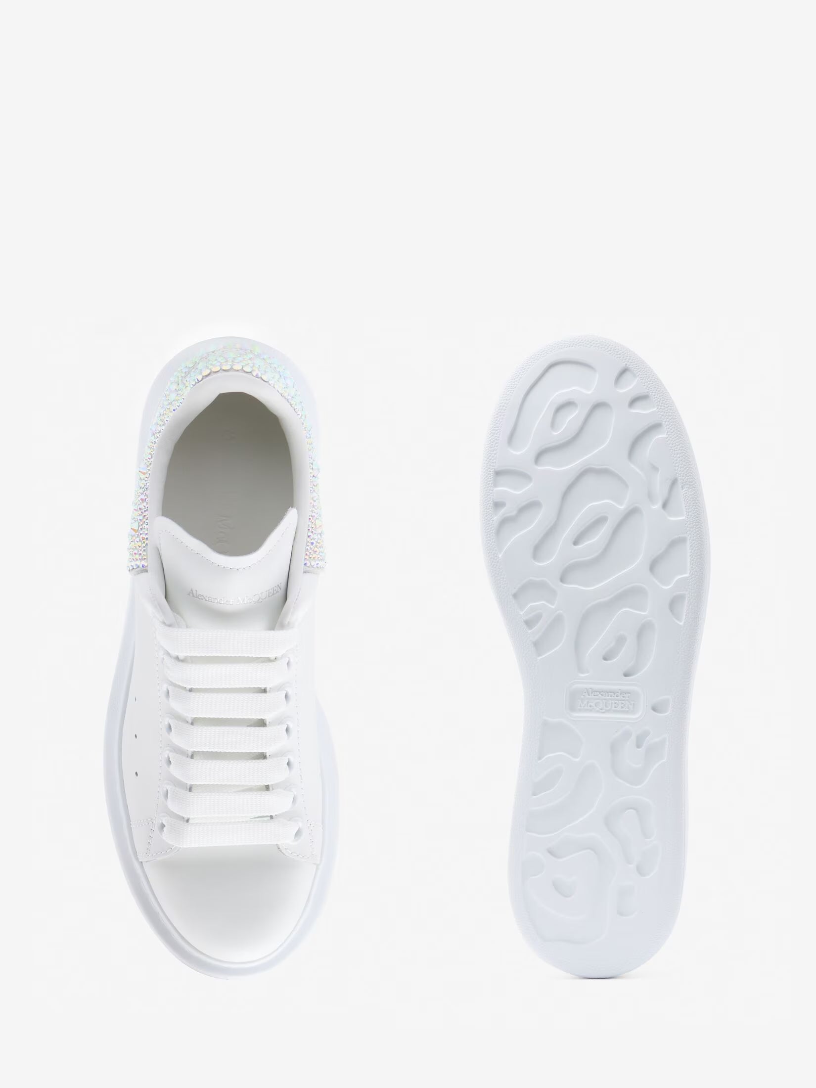 Alexander McQueen Oversized Sneaker in White Silver Crystals