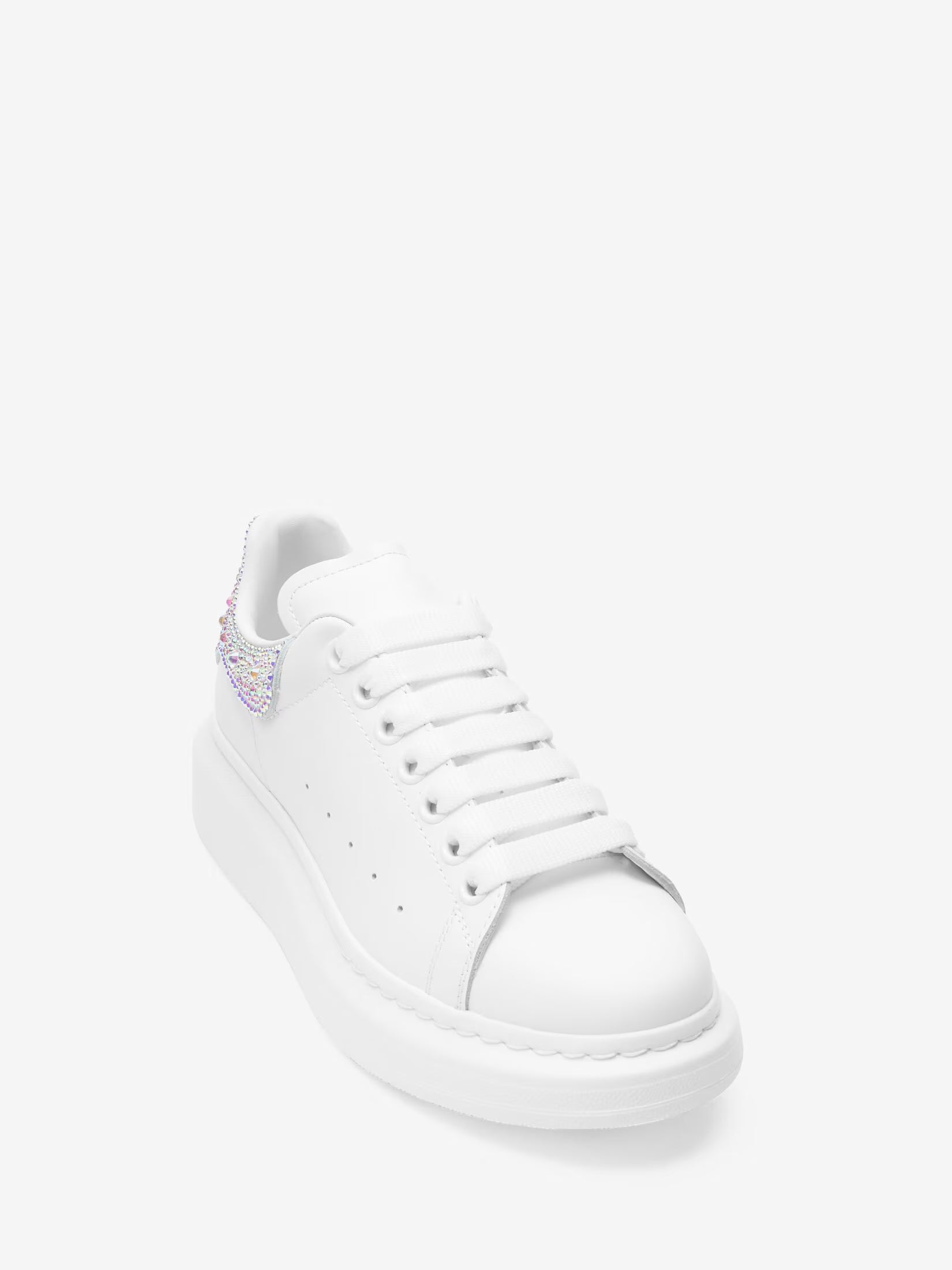 Alexander McQueen Oversized Sneaker in White Silver Crystals
