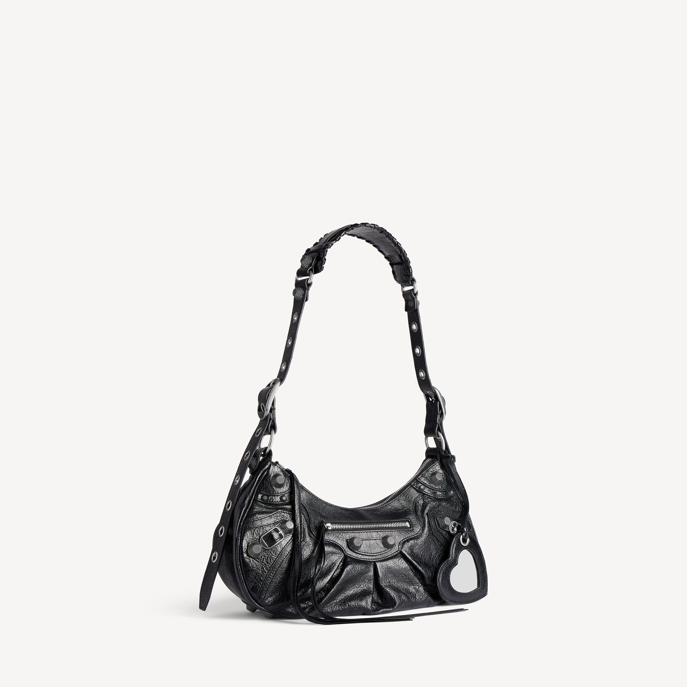 Balenciaga Le Cagole Small Shoulder Bag in Waxed Suede Calfskin