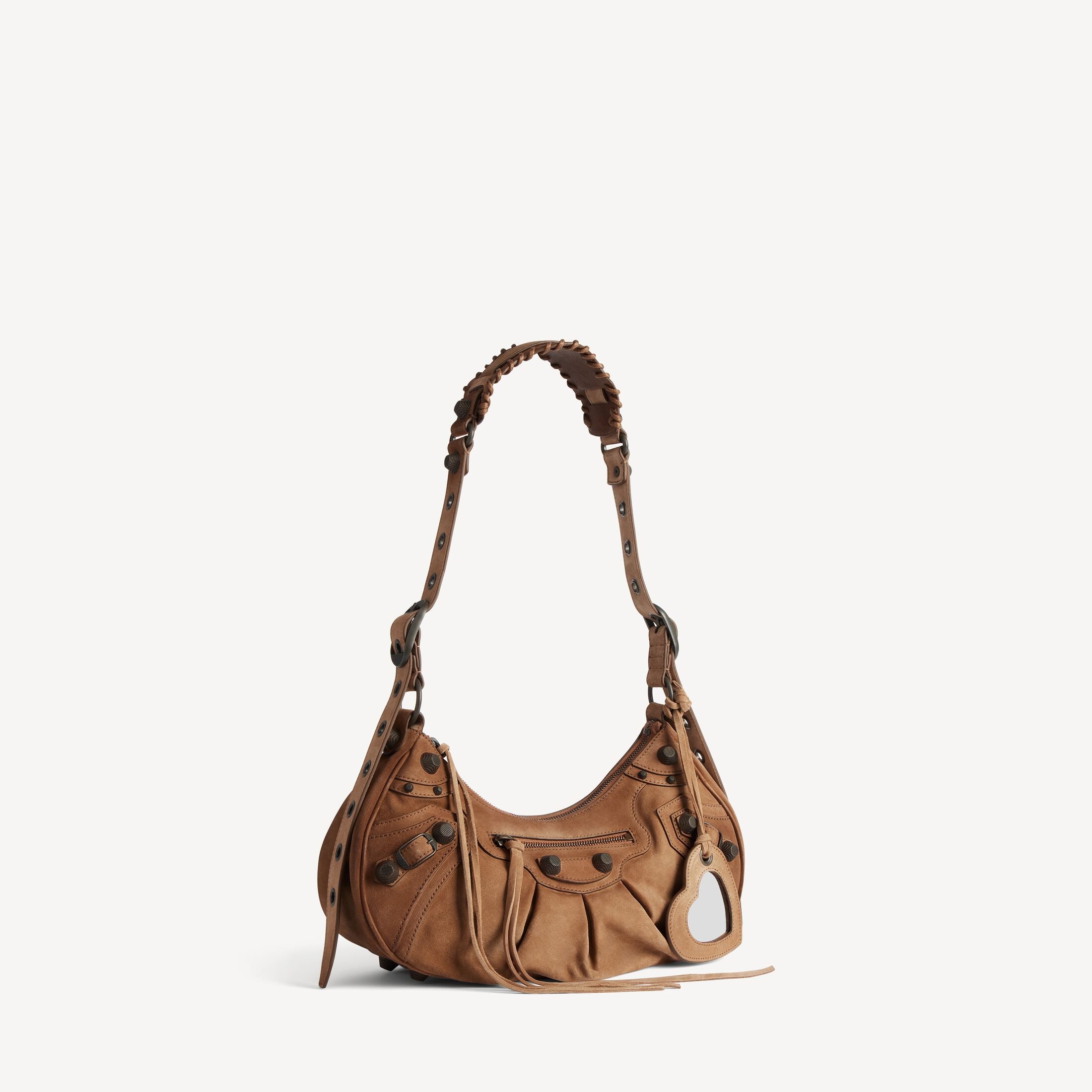 Balenciaga Le Cagole Small Shoulder Bag in Waxed Suede Calfskin