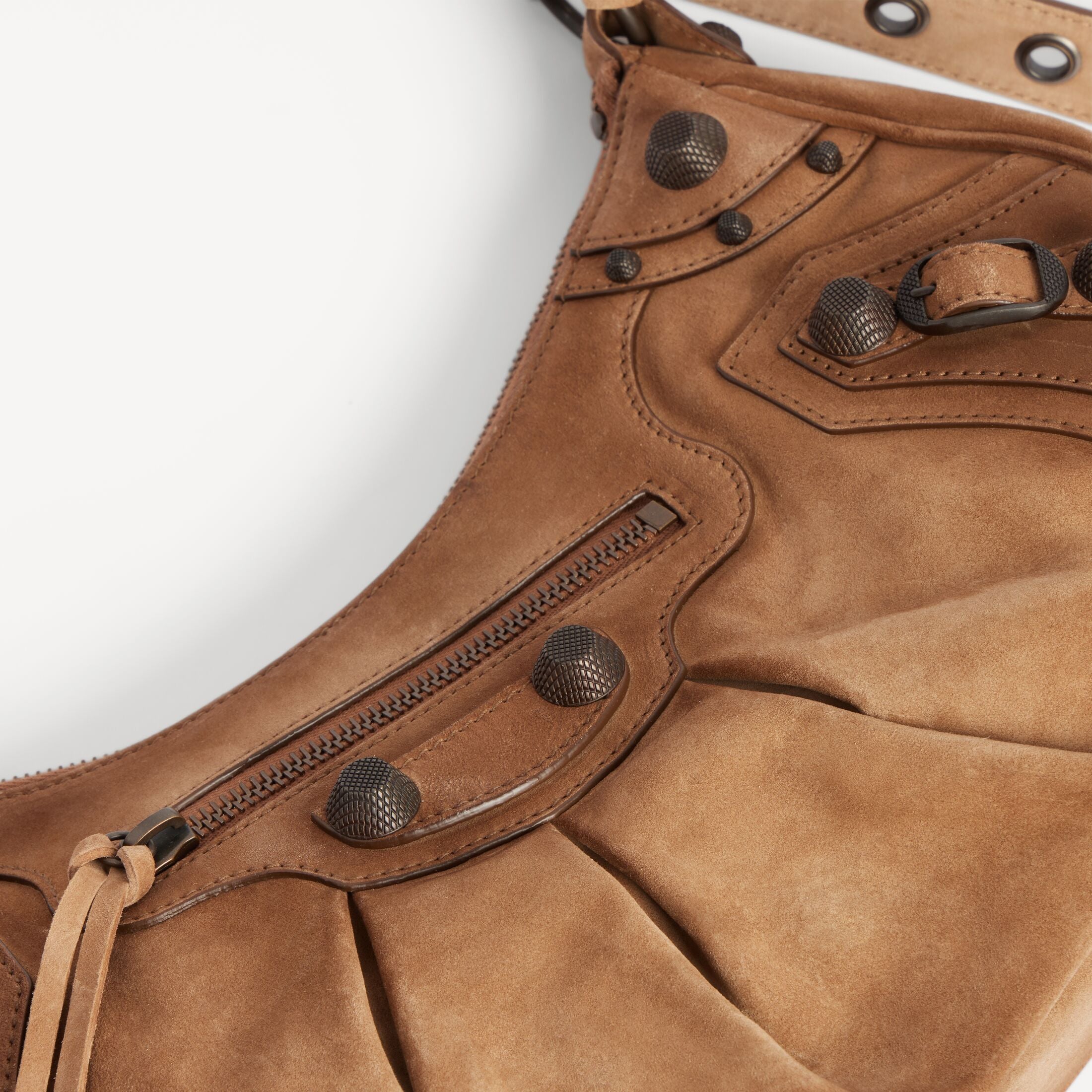 Balenciaga Le Cagole Small Shoulder Bag in Waxed Suede Calfskin