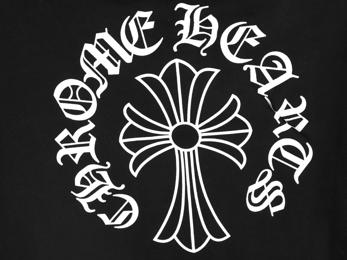 Cross Logo Zip-Up Hoodie Black