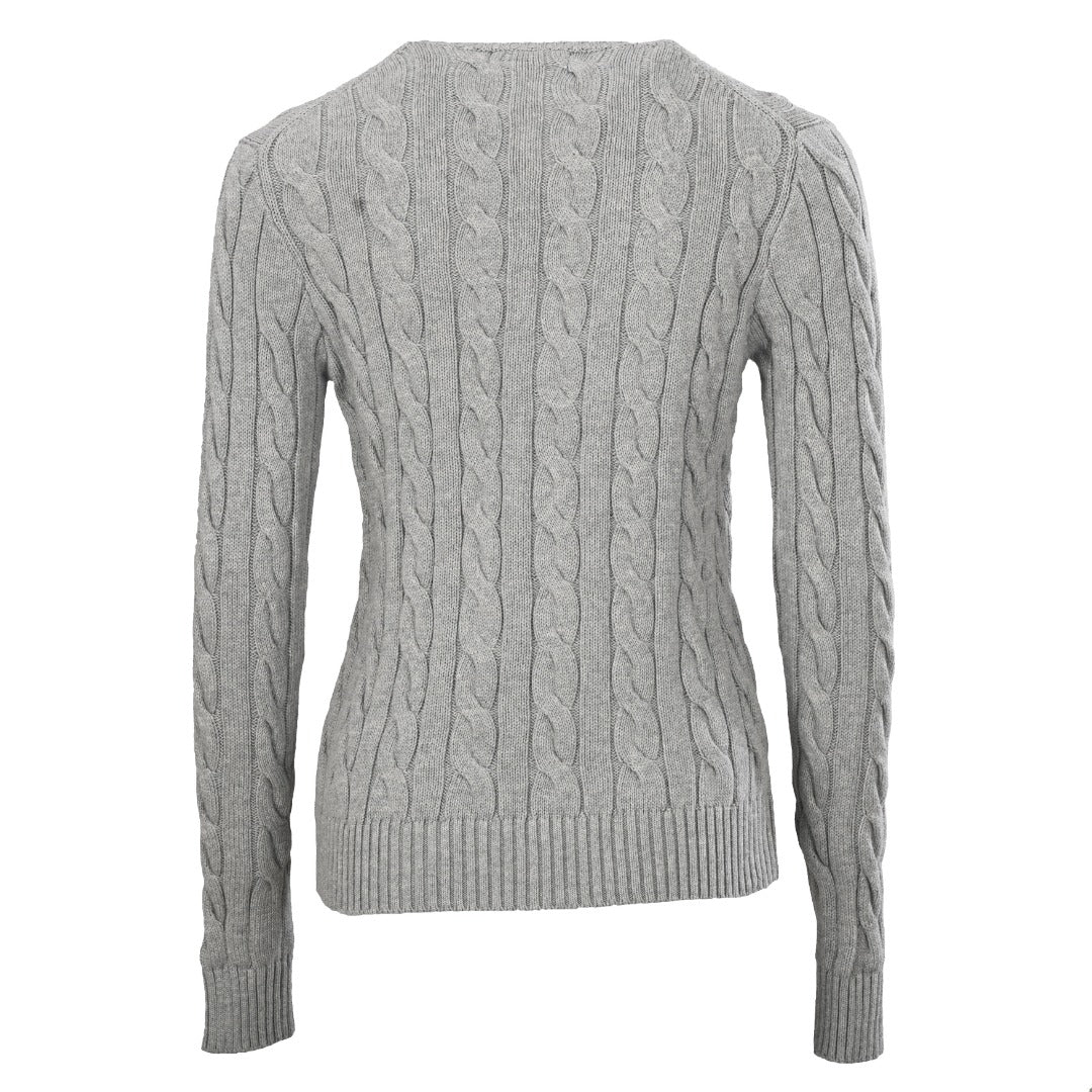 Cable-Knit V-Neck Sweater Grey
