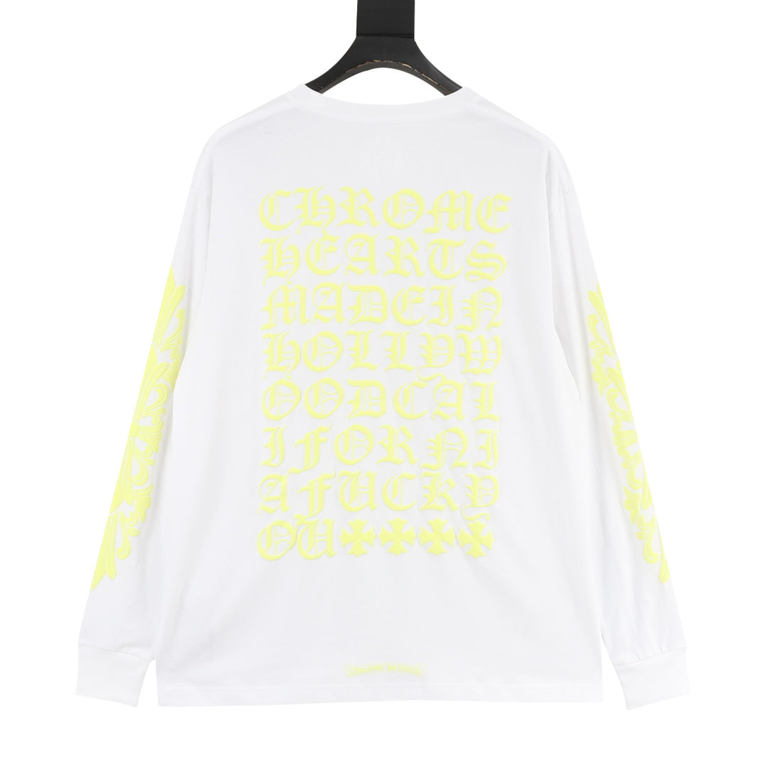Neon Logo Long Sleeve Pocket T-Shirt White
