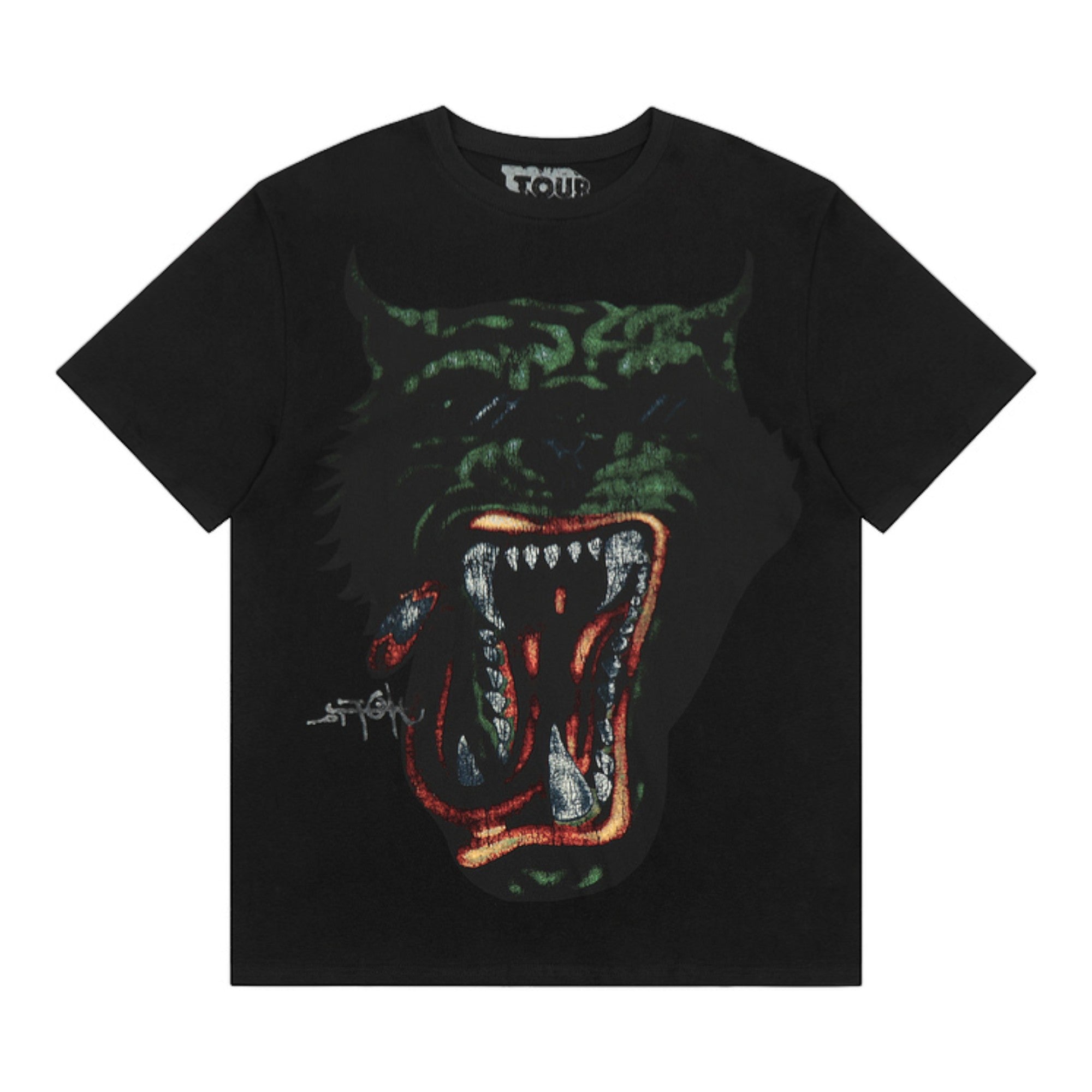 Green Hyena Tour Graphic T-Shirt Black