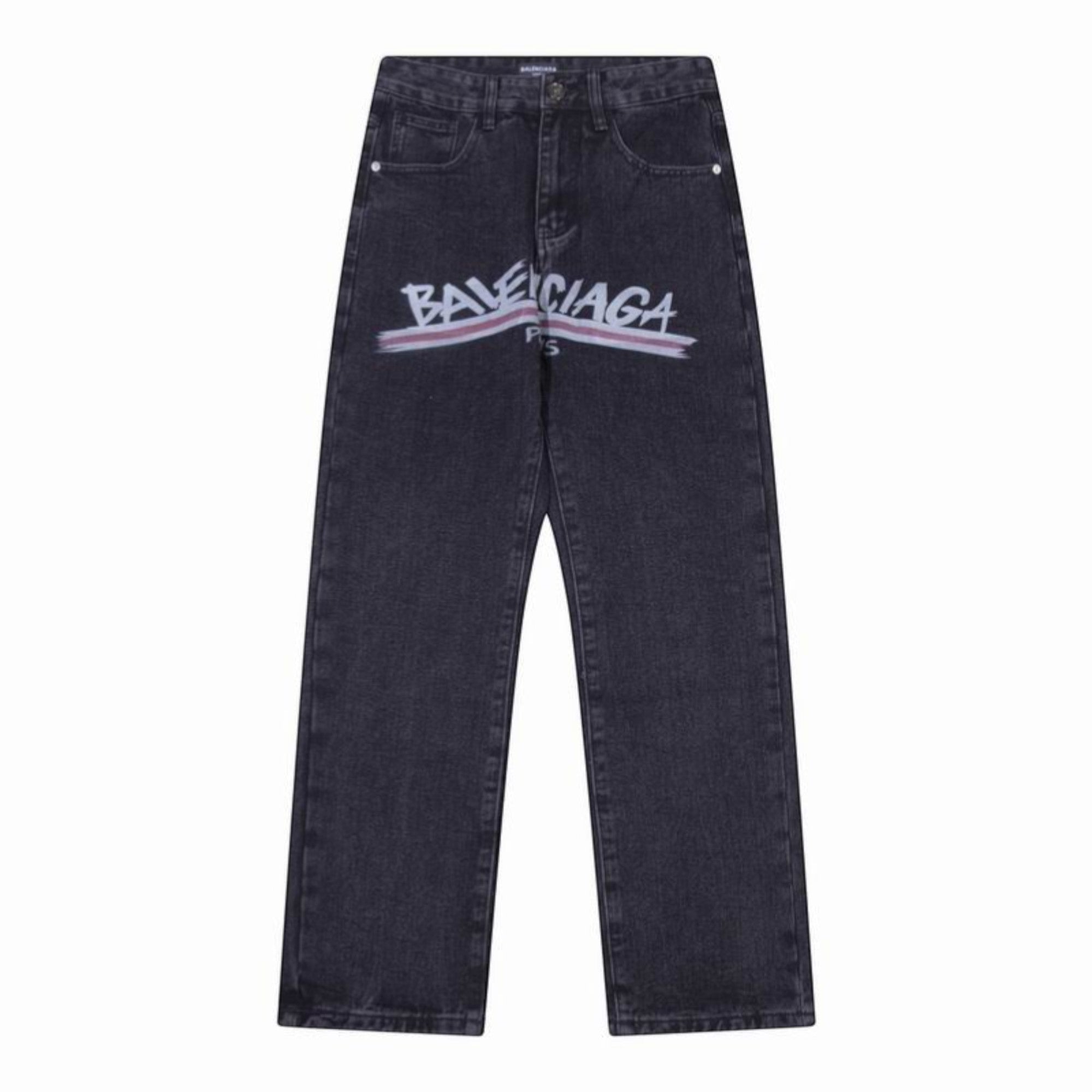 Logo Graphic Baggy Jeans Stained Black