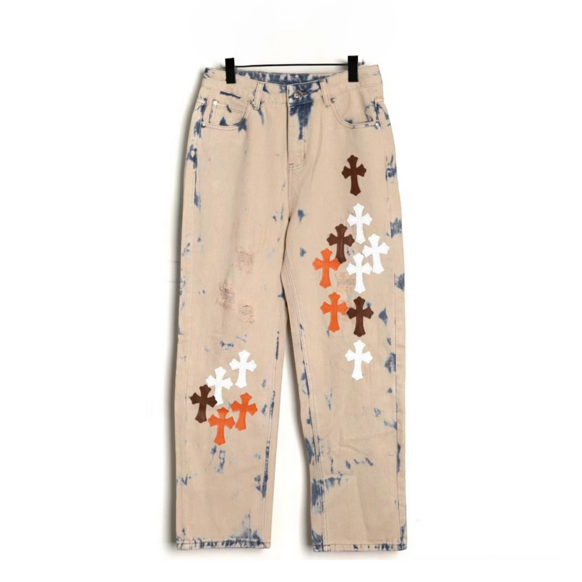 Tie-Dye Multicolor Cross Denim Jeans