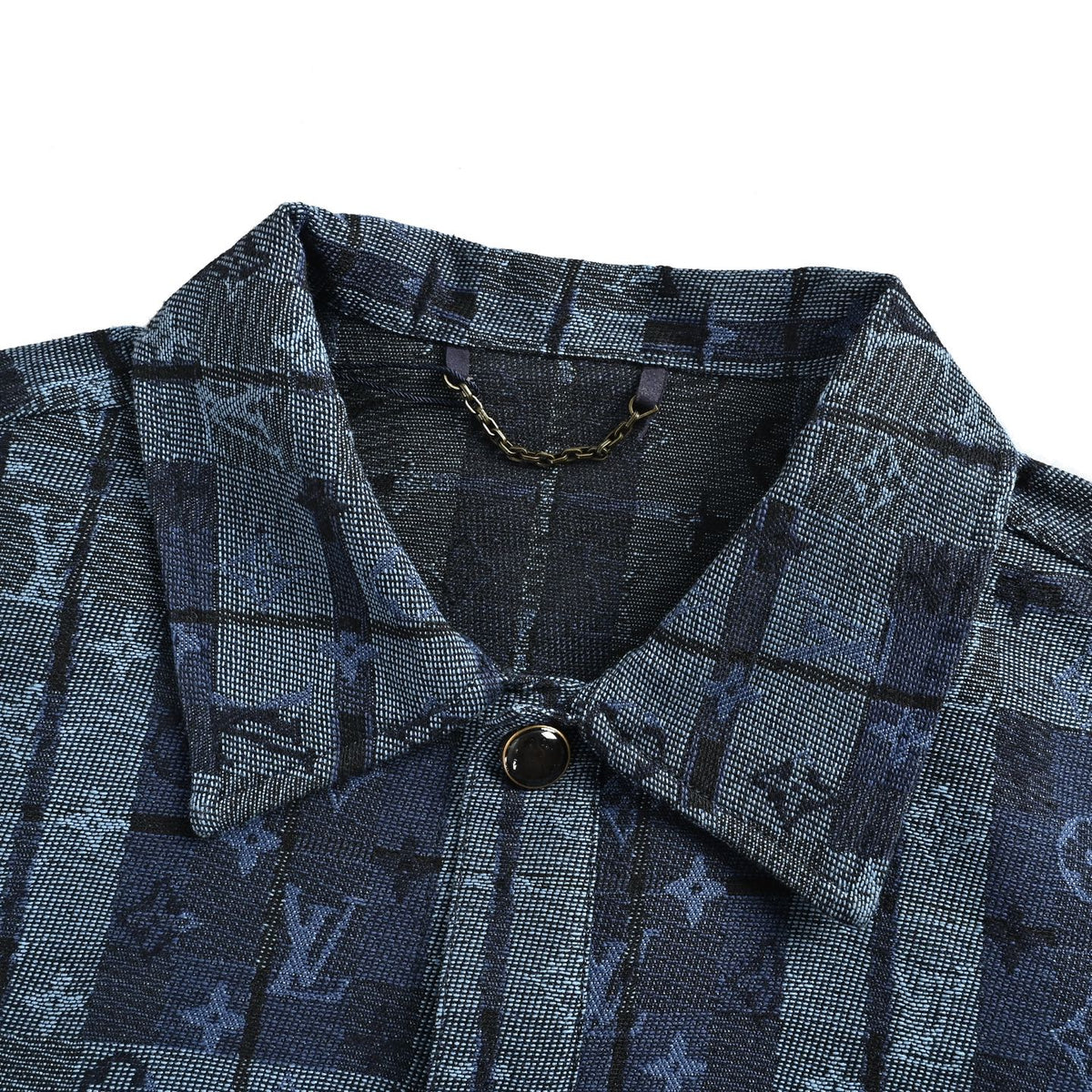 Monogram Tartan Denim Overshirt Indigo