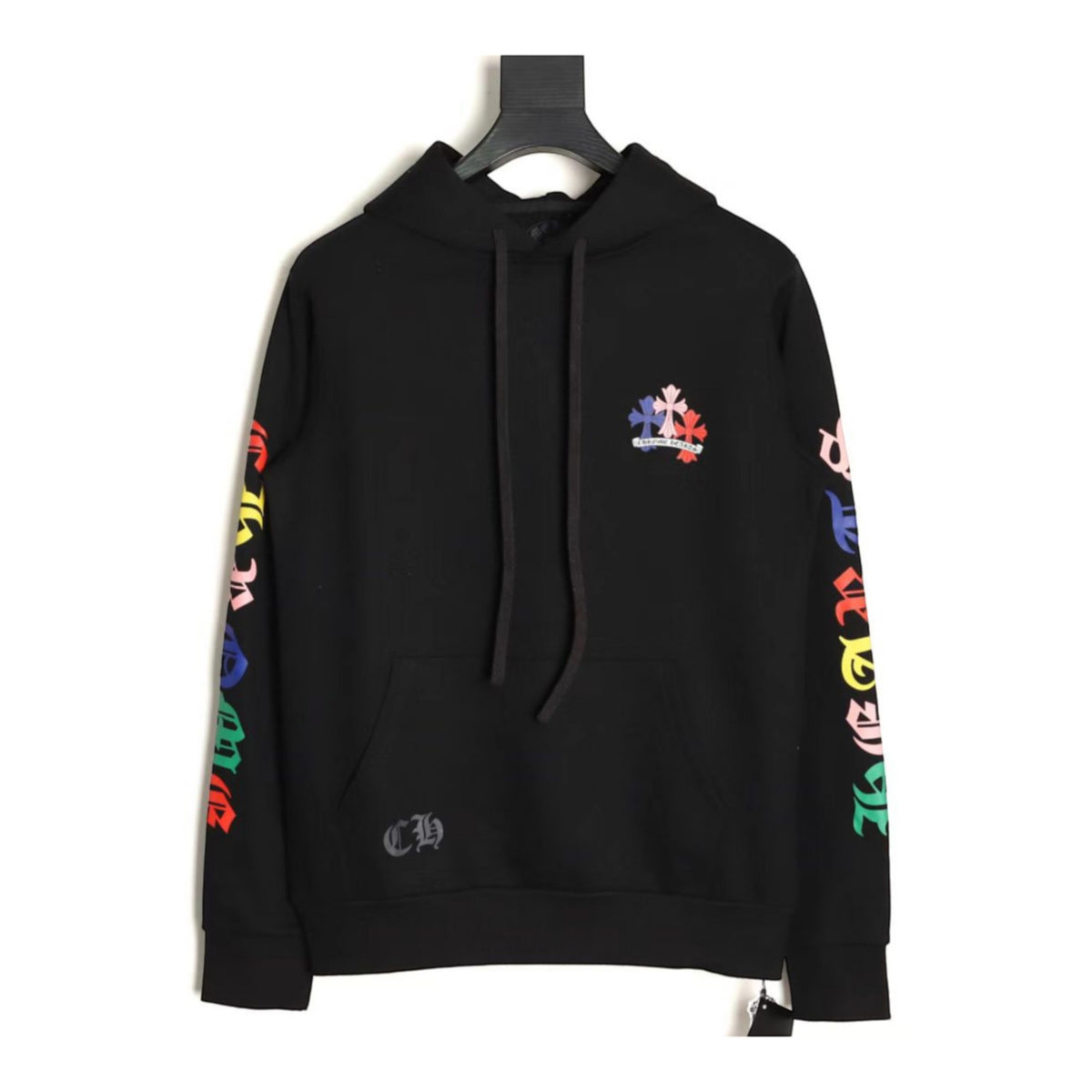 Multicolor Cemetery Cross Pullover Hoodie Black