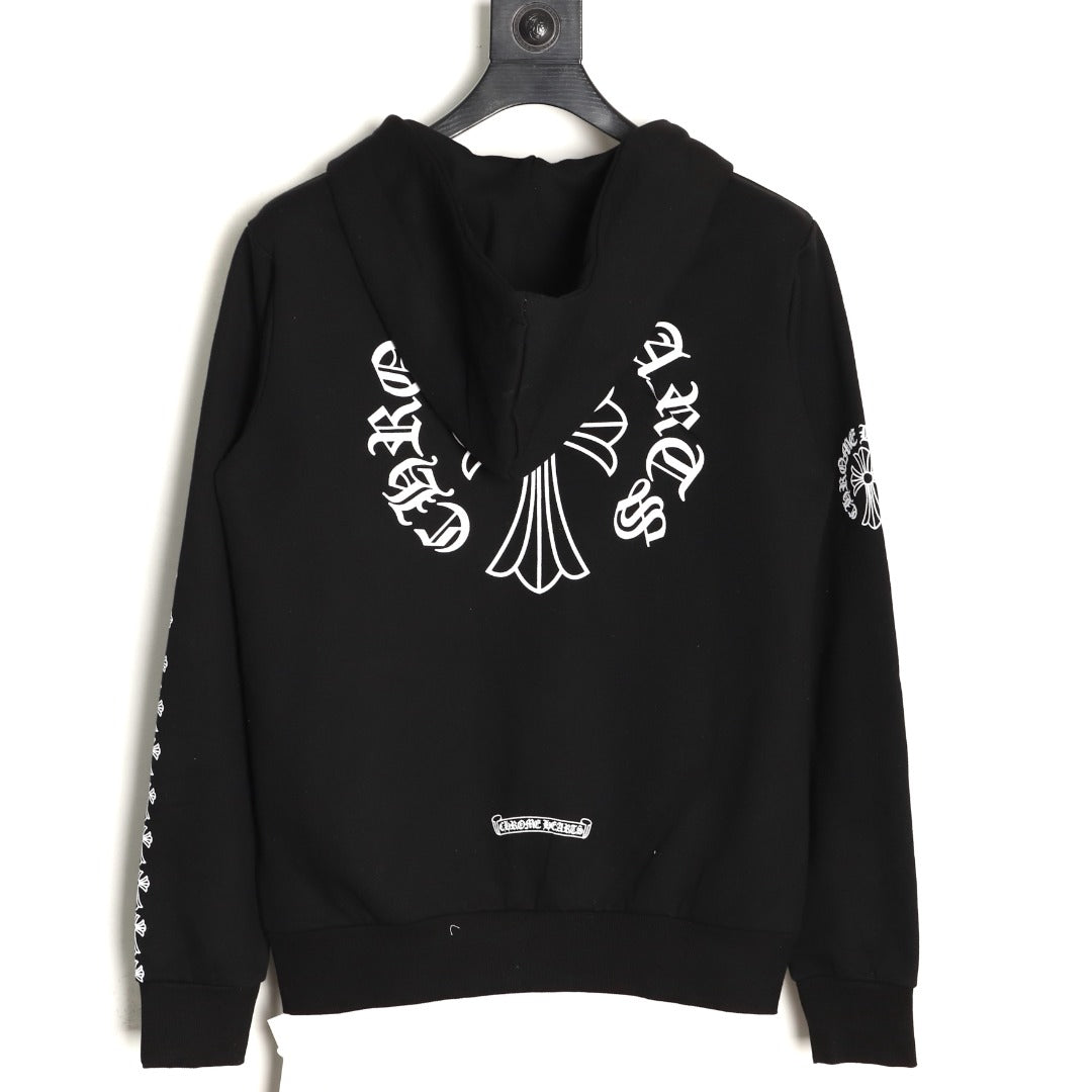 Cross Logo Zip-Up Hoodie Black
