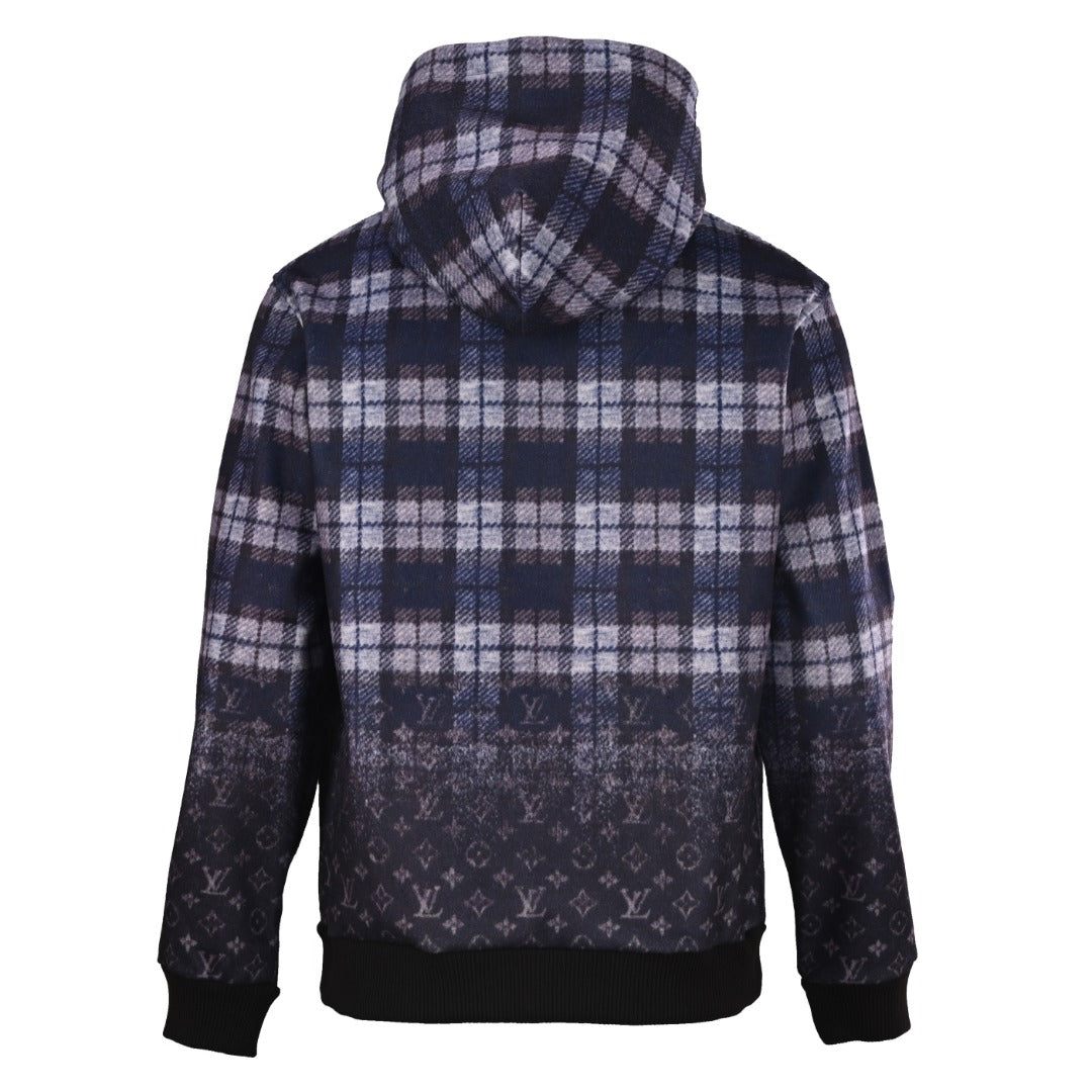 Monogram Faded Plaid Hoodie Night Sky