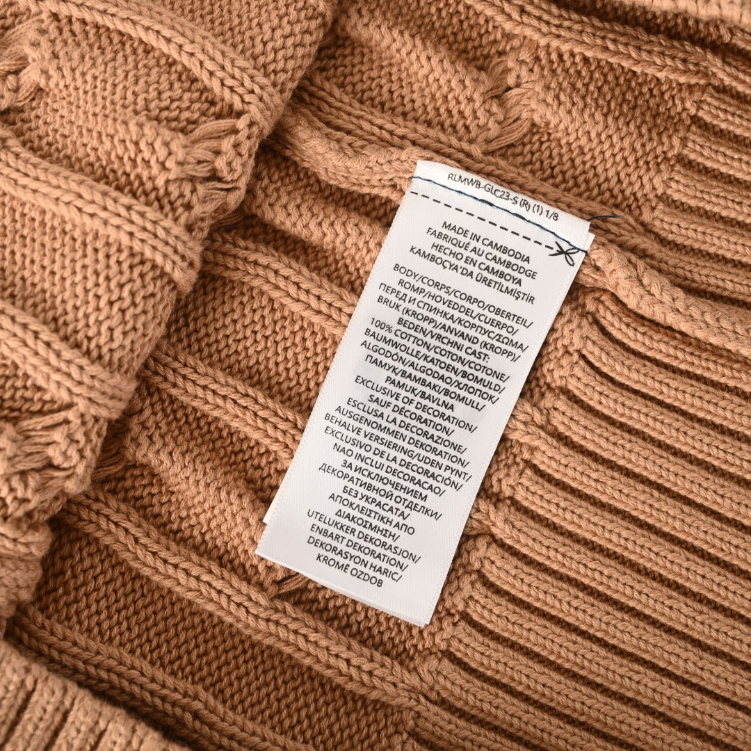 Cable-Knit Wool-Cashmere V-Neck Sweater Camel Melange