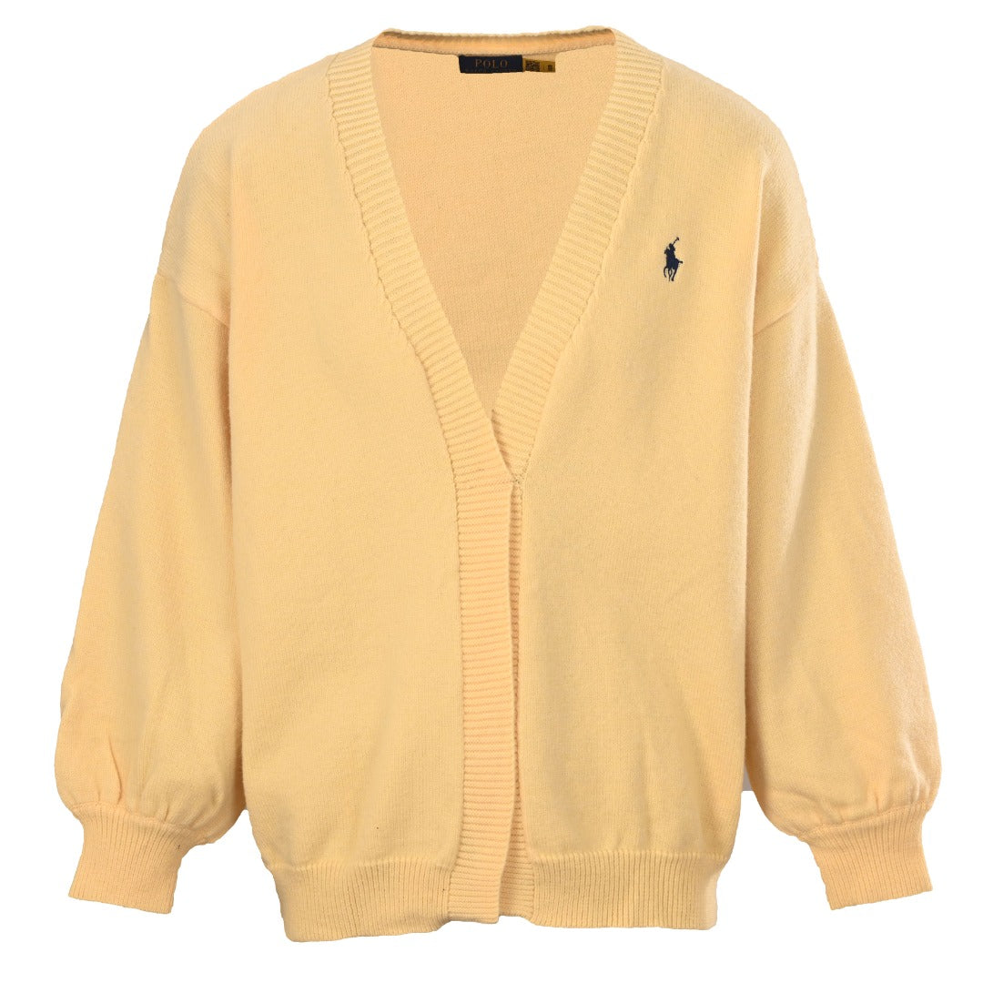 Relaxed V-Neck Cardigan Pale Yellow