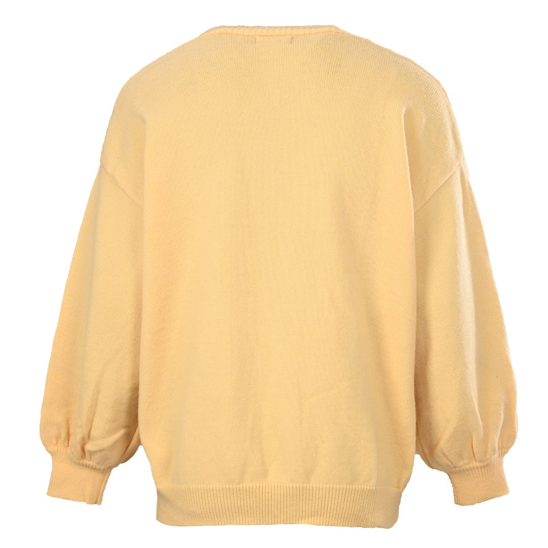 Relaxed V-Neck Cardigan Pale Yellow