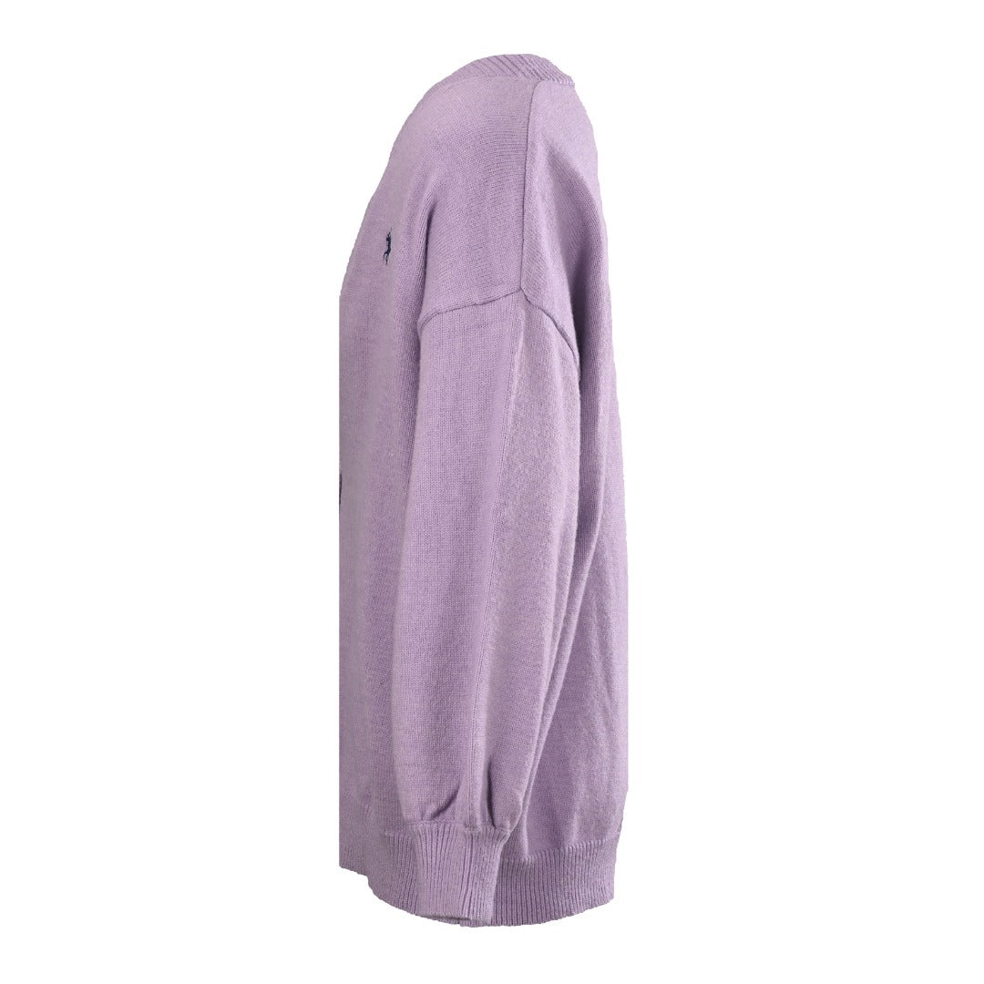 Relaxed V-Neck Knit Cardigan Pastel Purple