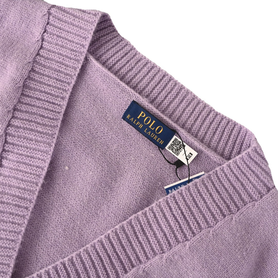 Relaxed V-Neck Knit Cardigan Pastel Purple