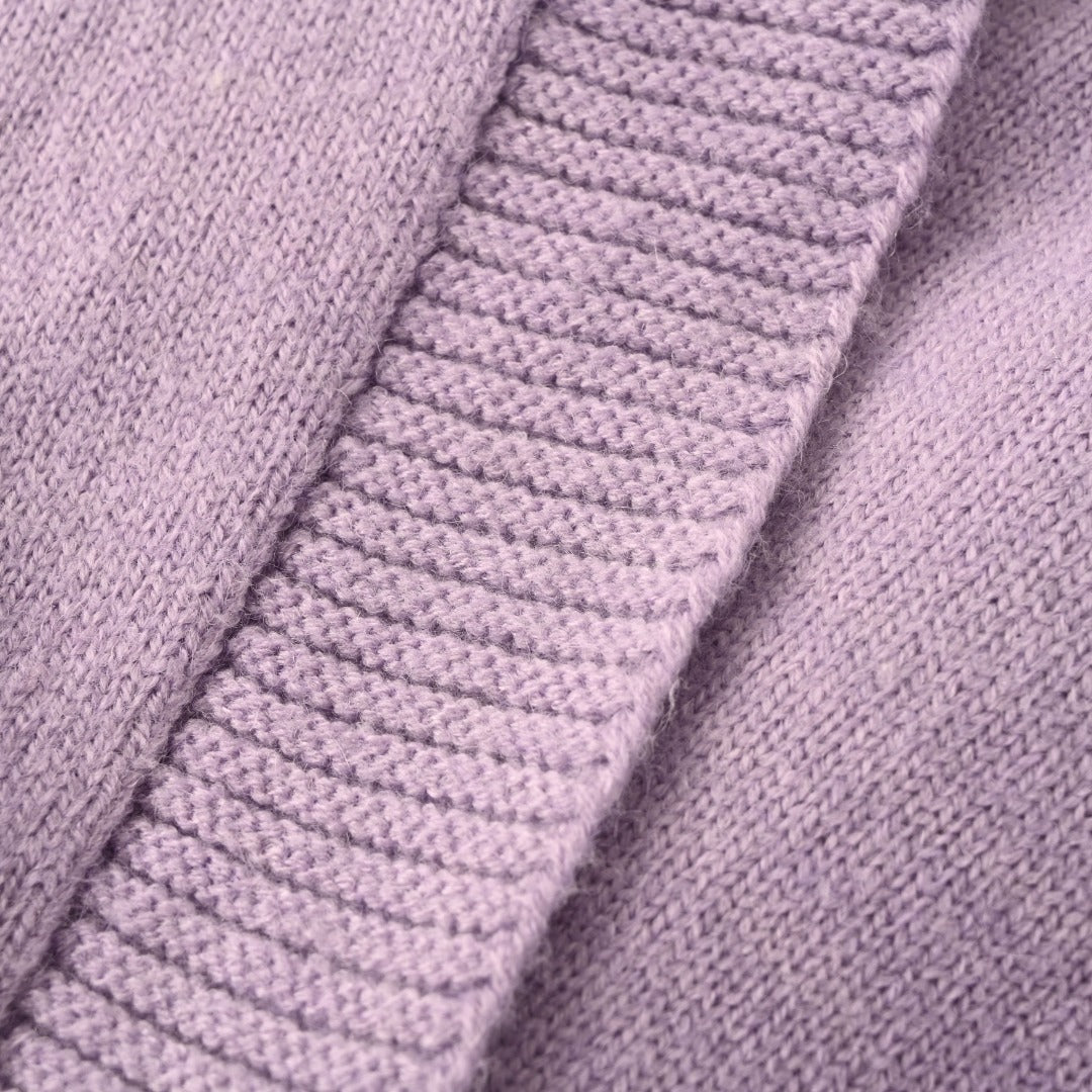 Relaxed V-Neck Knit Cardigan Pastel Purple