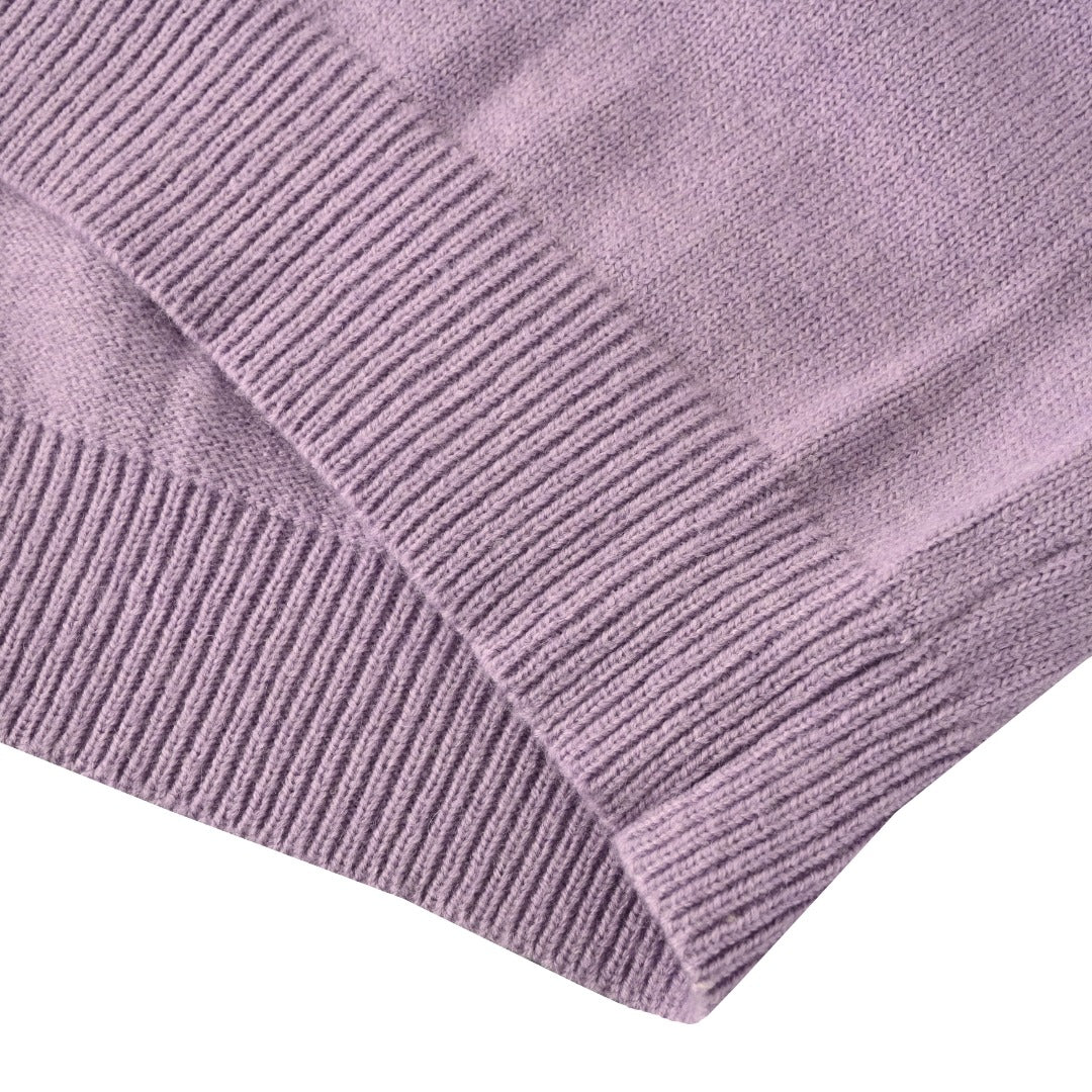 Relaxed V-Neck Knit Cardigan Pastel Purple