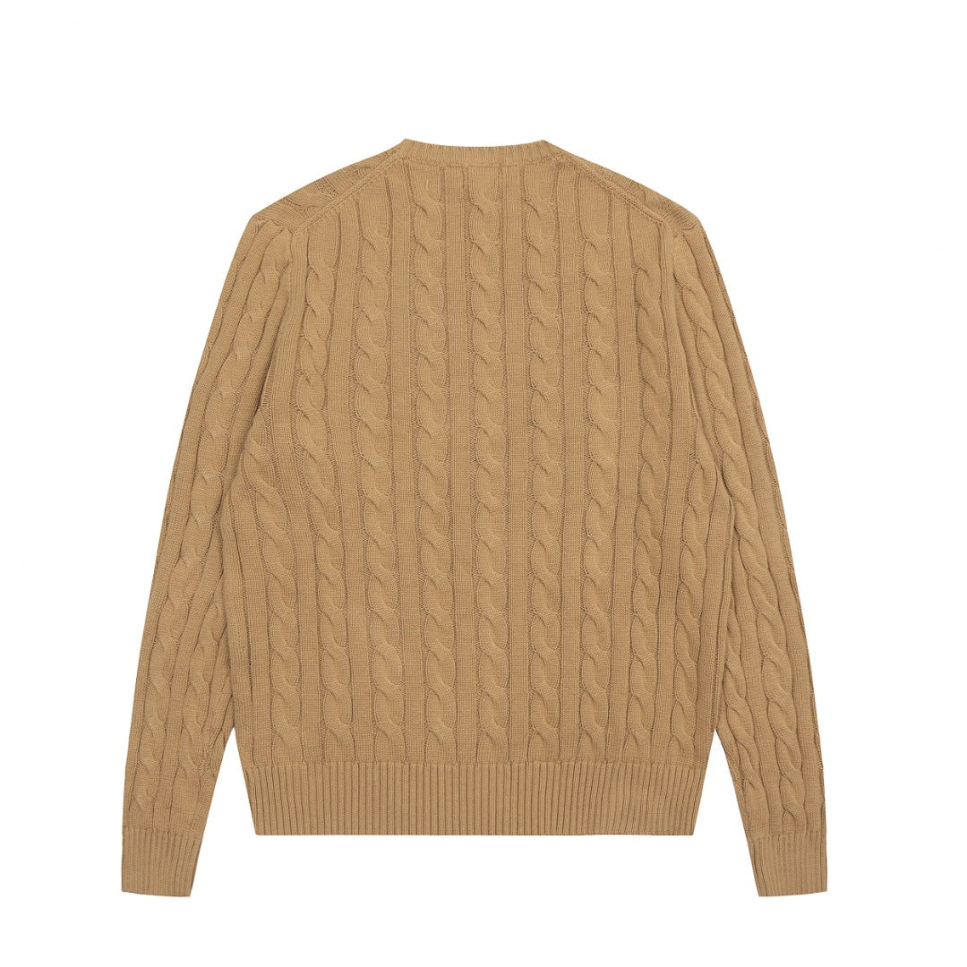 Cable-Knit Crewneck Sweater Tan