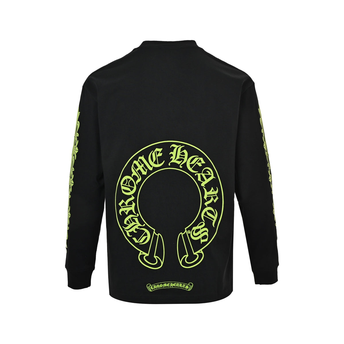Neon Yellow Horseshoe Long Sleeve T-Shirt Black