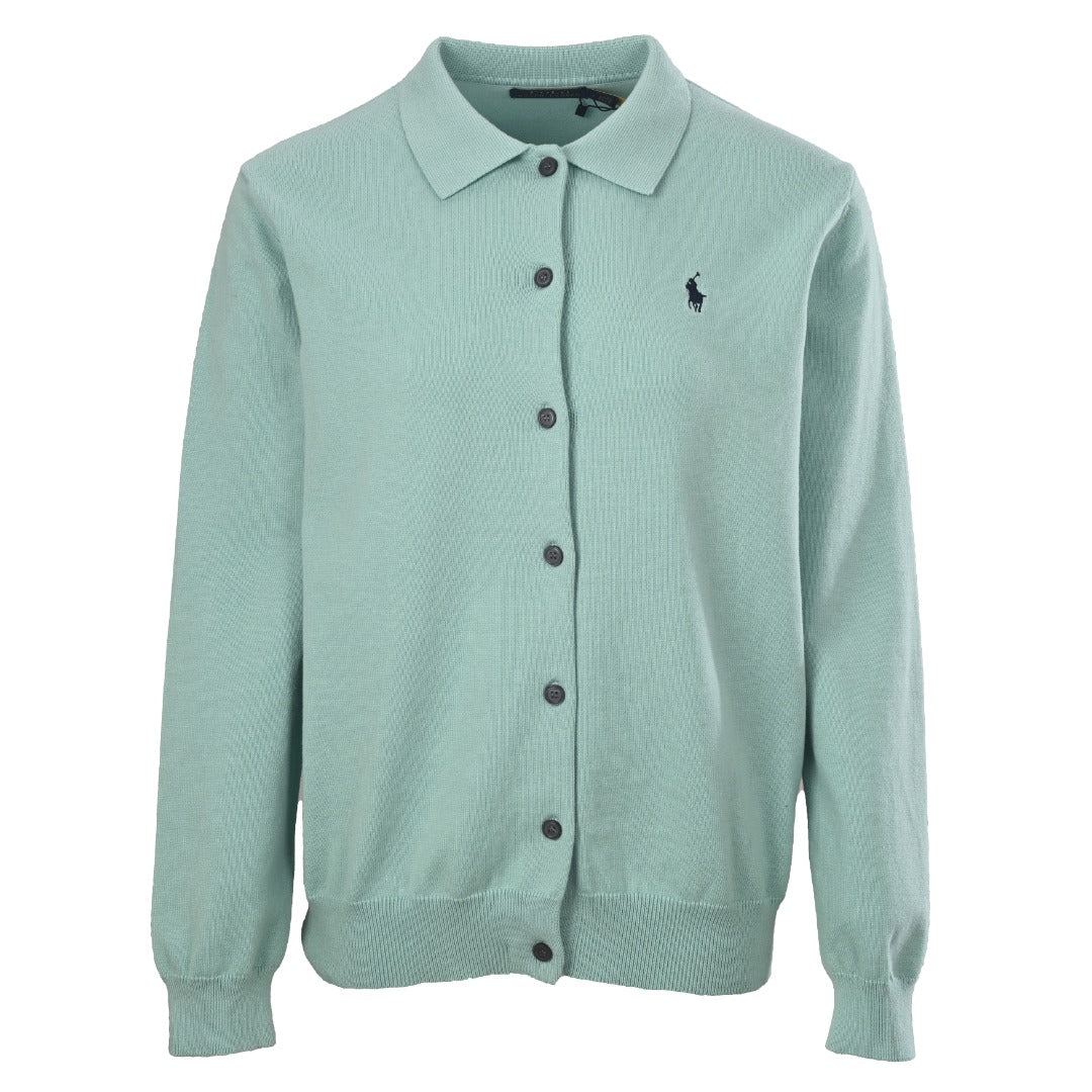 Polo Collar Buttoned Cardigan Mint Green