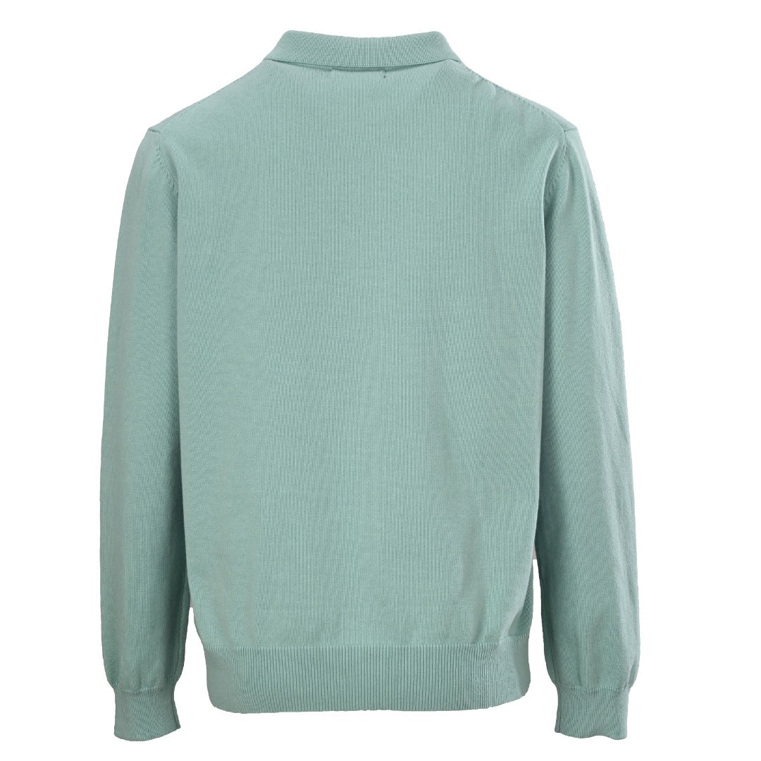 Polo Collar Buttoned Cardigan Mint Green