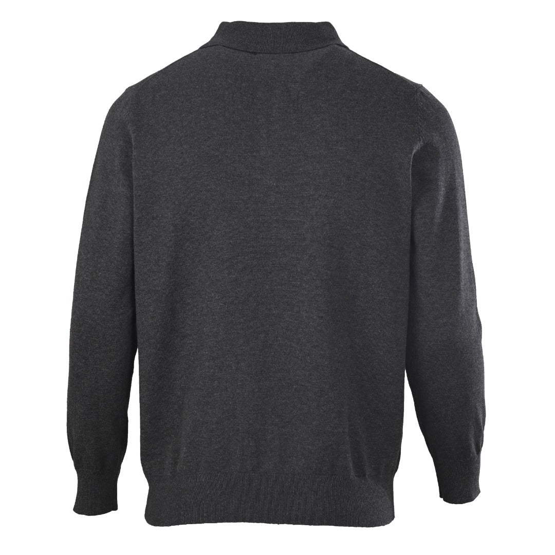 Fine-Knit Polo Sweater Charcoal Grey