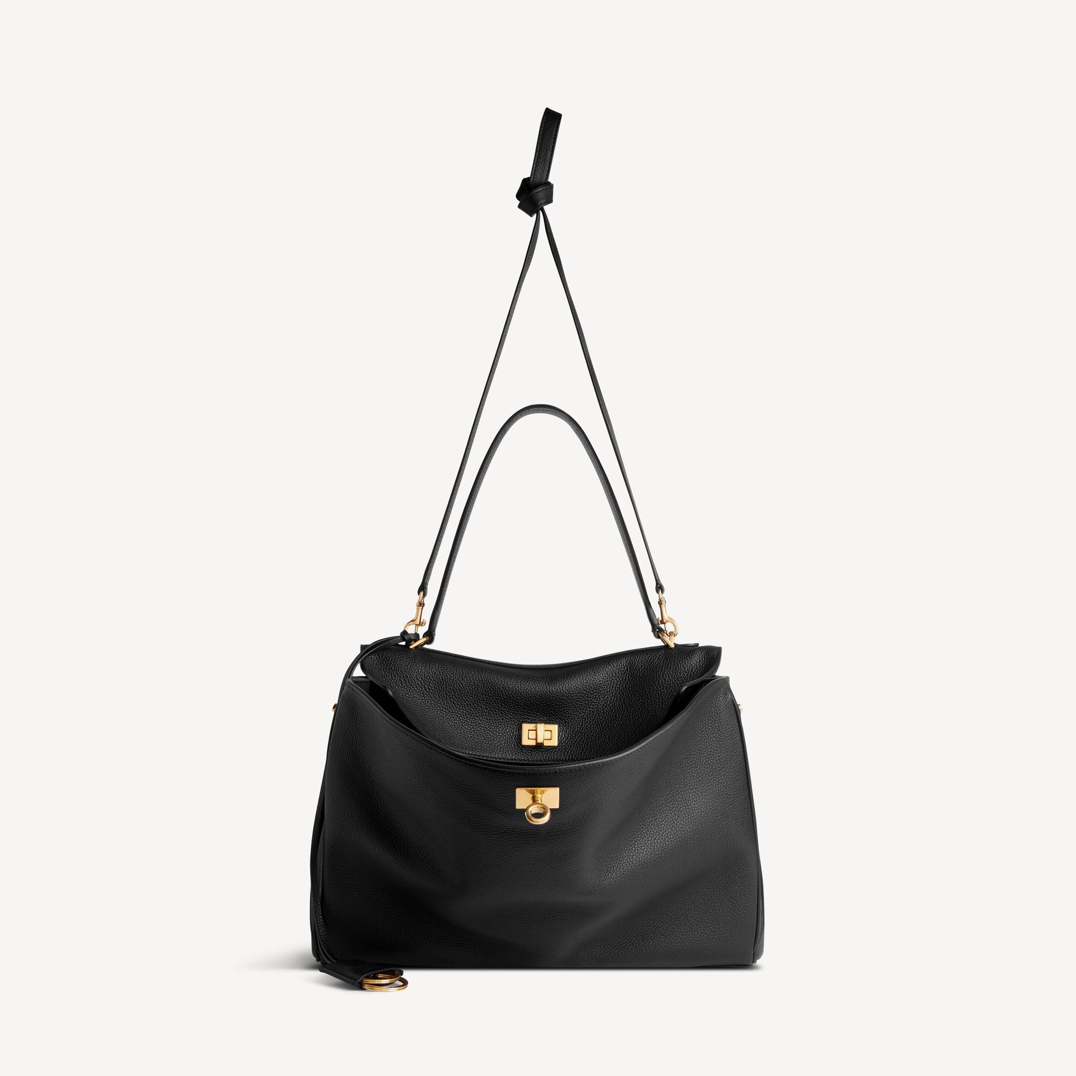Balenciaga Rodeo Medium Handbag in Black Grained Calfskin