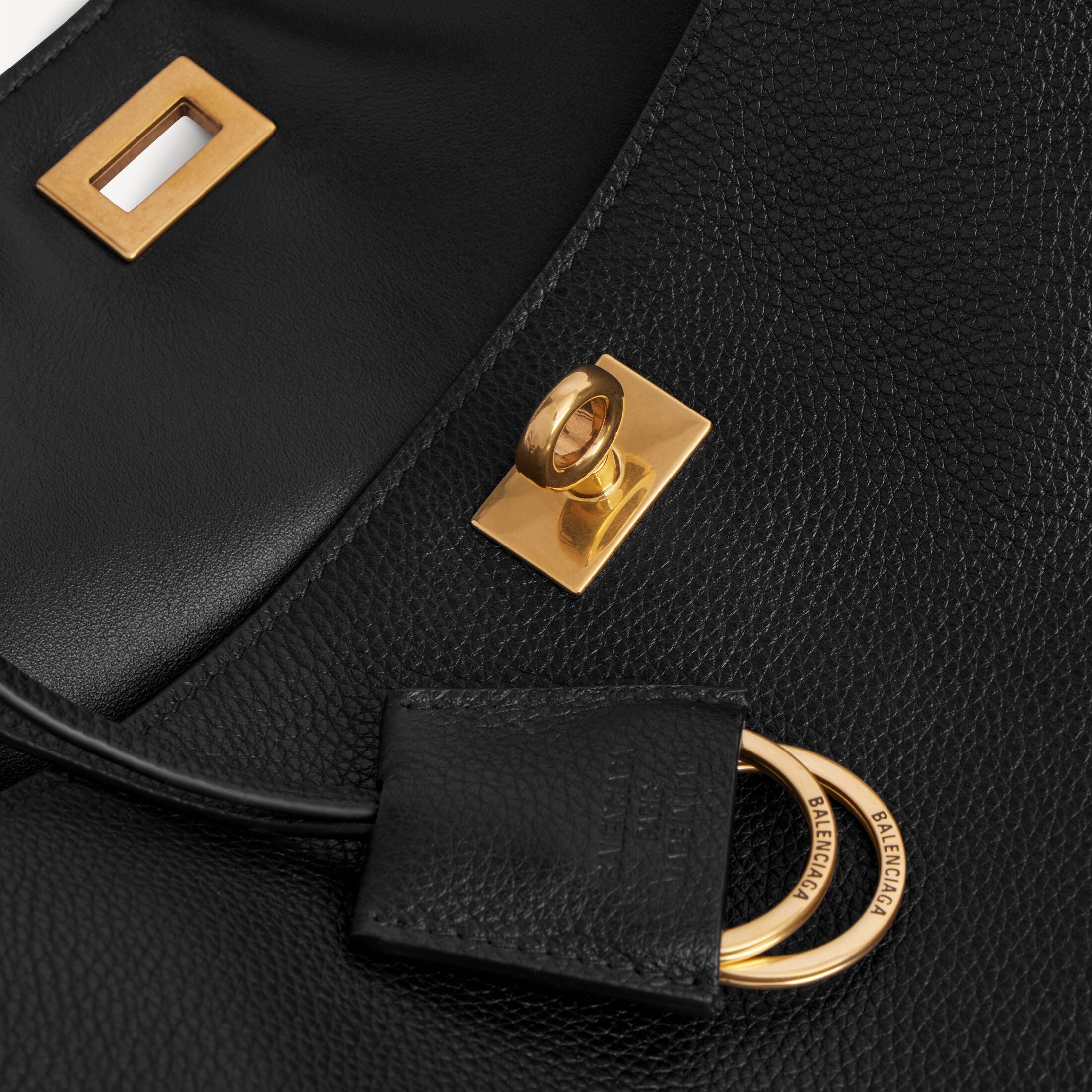 Balenciaga Rodeo Medium Handbag in Black Grained Calfskin
