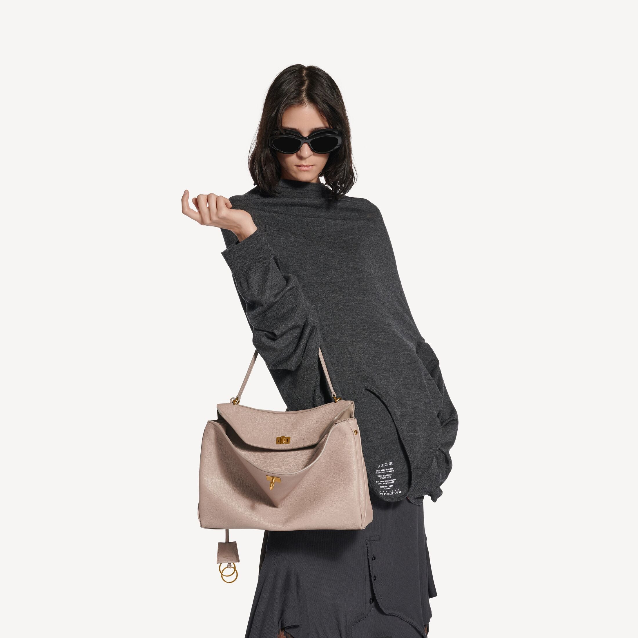 Balenciaga Rodeo Medium Handbag in Sesame Grained Calfskin