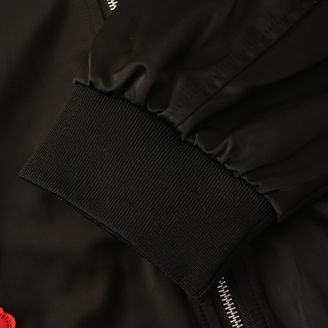 Multicolor Cross Patch Zip-Up Hoodie Black